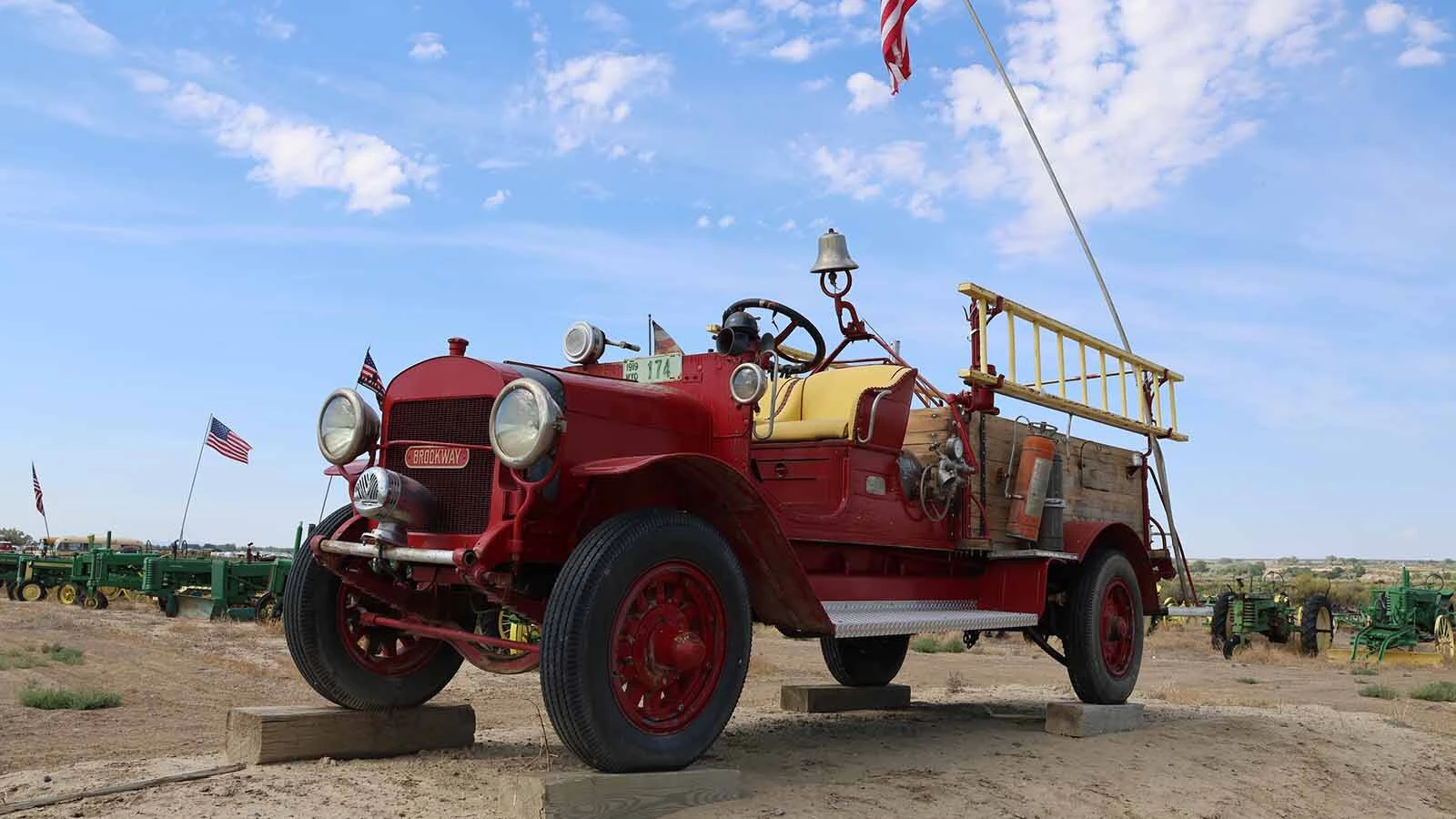 A 1919 fire engine sits among Pete Smet’s collection. Its rear wheels were powered by a chain and sprocket system. 