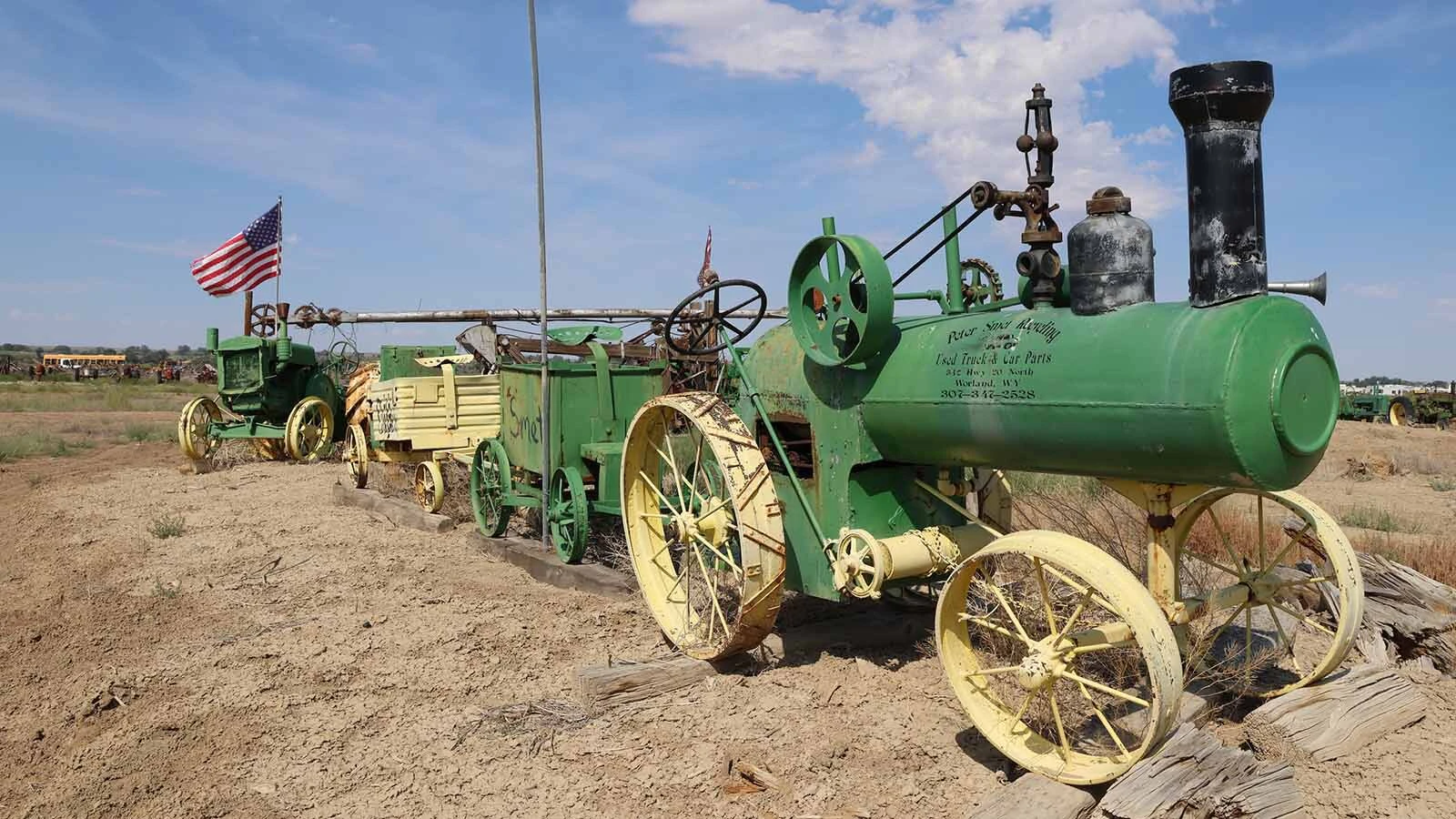 Pete Smet bought this more than a century-old handmade steam engine tractor in Wisconsin. He added his name to the tank. 