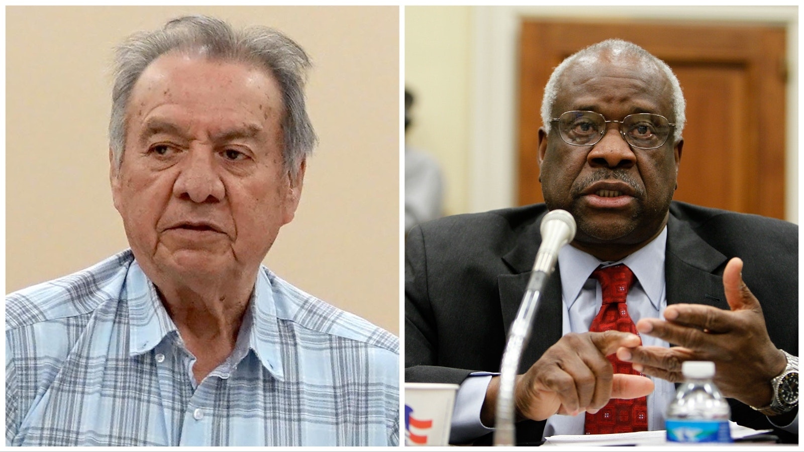 John St. Clair, left, chairman of the Eastern Shoshone Business Council, calls Thursday's U.S. Supreme Court ruling upholding ICWA a victory. Justice Clarence Thomas, right, was one of two dissenters to vote against upholding the Indian Child Welfare Act.