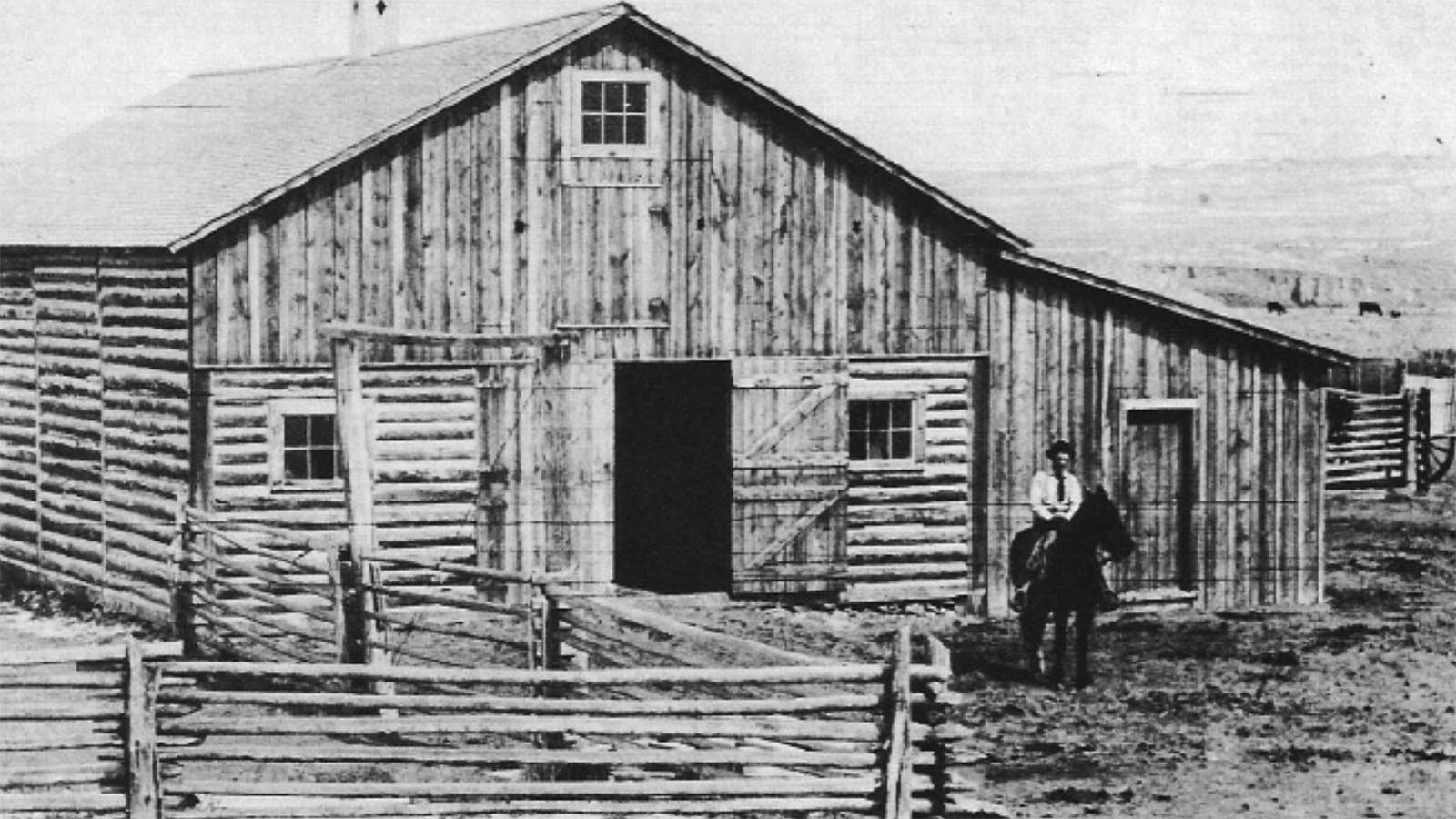 The TA Ranch barn in 1904, 12 years after the Johnson County War.