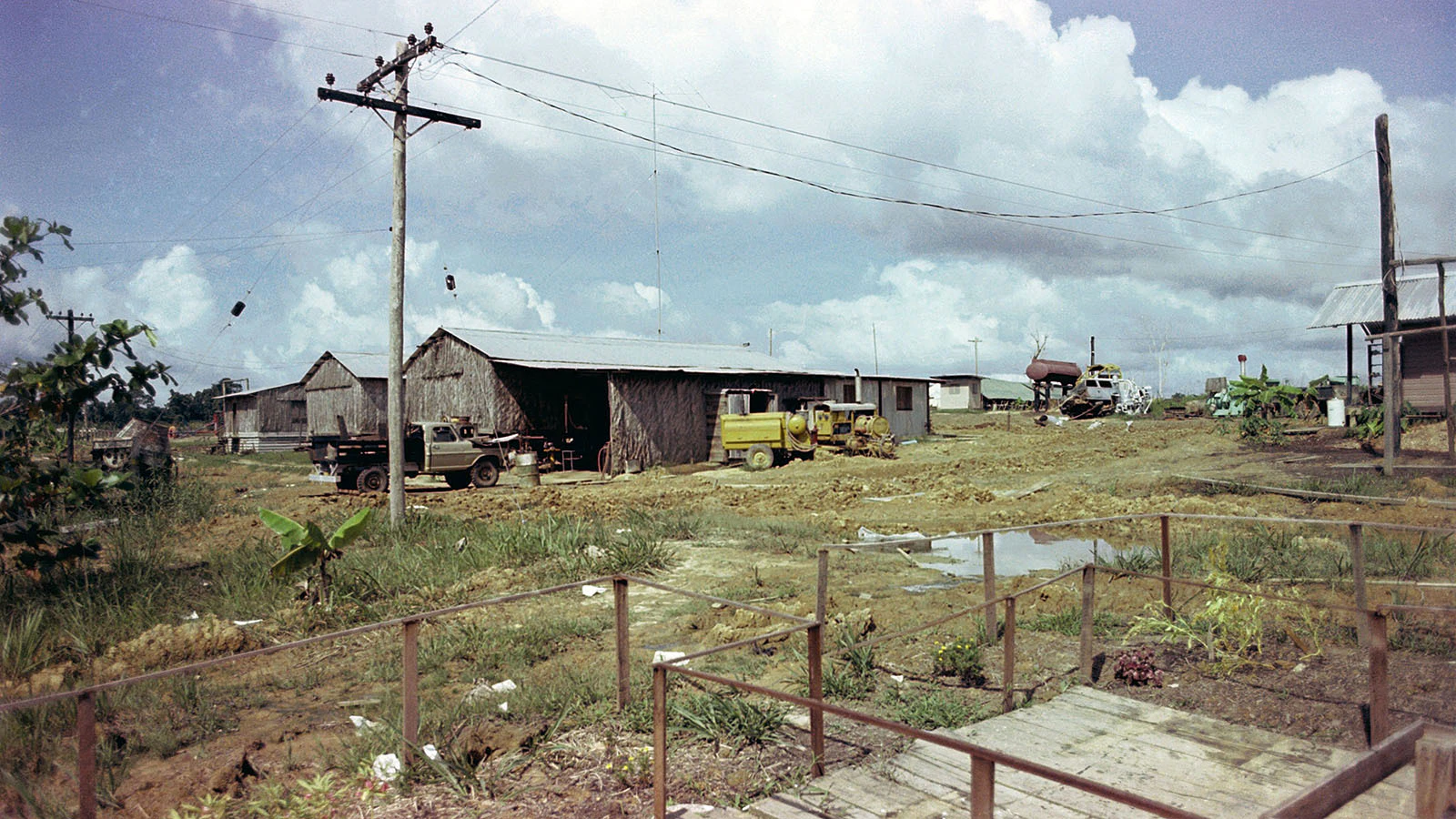 Utility buildings at the Peoples Temple Agricultural Project in Jonestown, Guyana, in 1978.