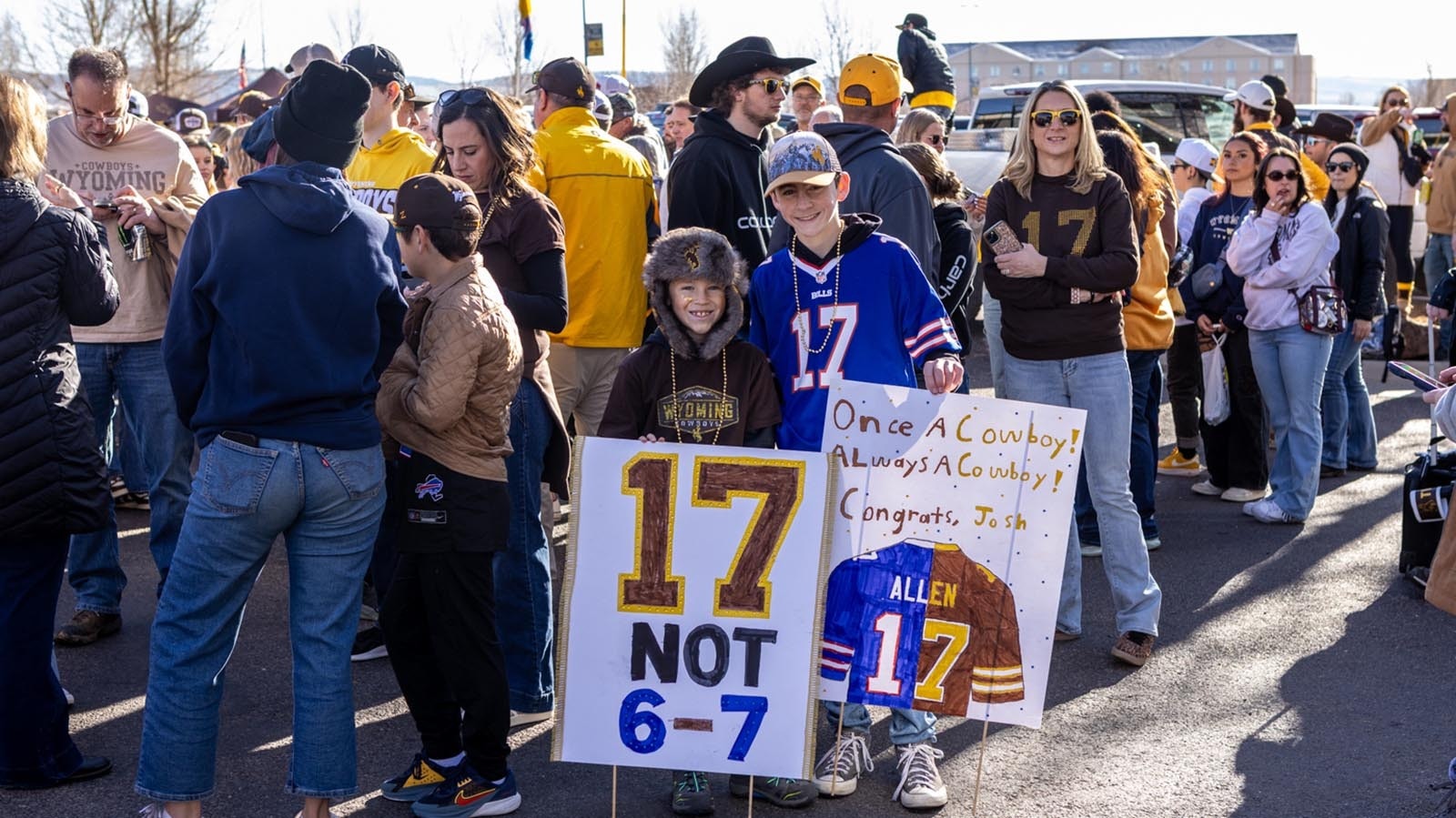 Rabid Josh Allen fans were ready and rowdy for the Cowboys' game against Nevada at War Memorial Statium in Laramie on Saturday, Nov. 22, 2025. Allen was back at UW for the first time since he was drafted into the NFL in 2018 to become the first UW football player to have his number retired.
