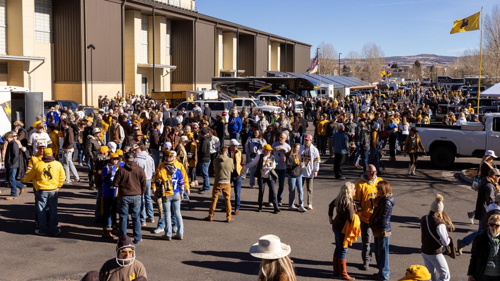 The anticipation of the retirement of Josh Allen's number had devoted University of Wyoming football fans partying with even more excitement before kickoff of Saturday's final game of the season at War Memorial Stadium in Laramie on Nov. 22, 2025.