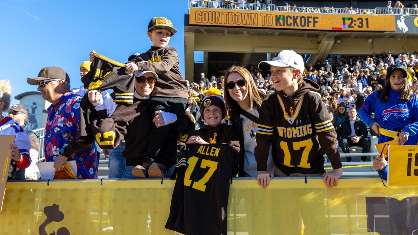 Rabid Josh Allen fans were ready and rowdy for the Cowboys' game against Nevada at War Memorial Statium in Laramie on Saturday, Nov. 22, 2025. Allen was back at UW for the first time since he was drafted into the NFL in 2018 to become the first UW football player to have his number retired.