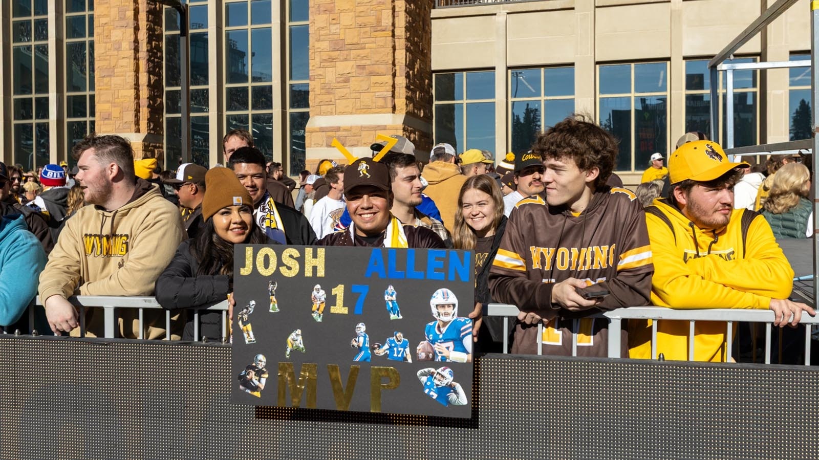 Rabid Josh Allen fans were ready and rowdy for the Cowboys' game against Nevada at War Memorial Statium in Laramie on Saturday, Nov. 22, 2025. Allen was back at UW for the first time since he was drafted into the NFL in 2018 to become the first UW football player to have his number retired.