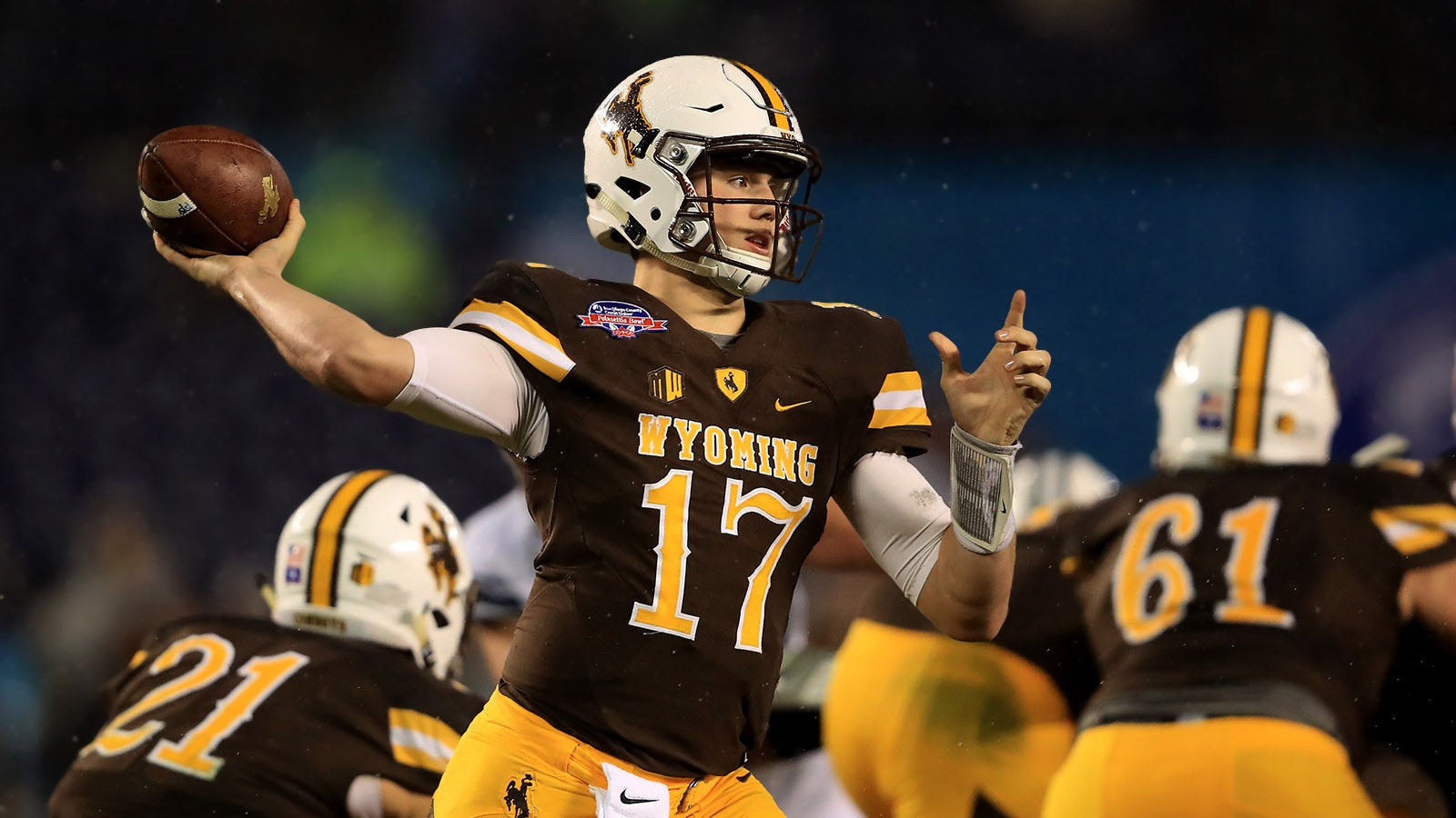 Josh Allen during the first half of the 2016 Poinsettia Bowl in San Diego, California.