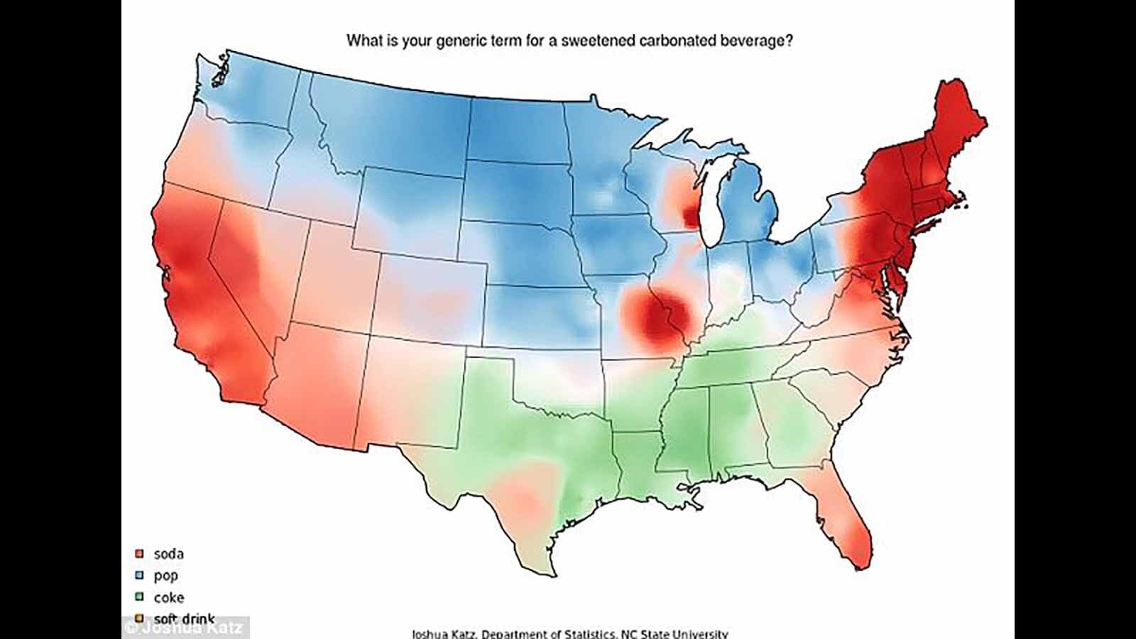 Regions across the United States and what they call carbonated beverages.