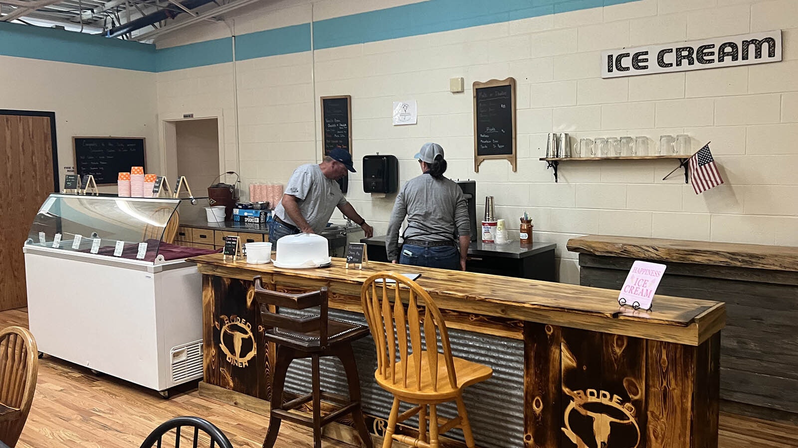 The Josie’s Creamery ice cream scoop shop is in the former band room in the old school building in Burns.