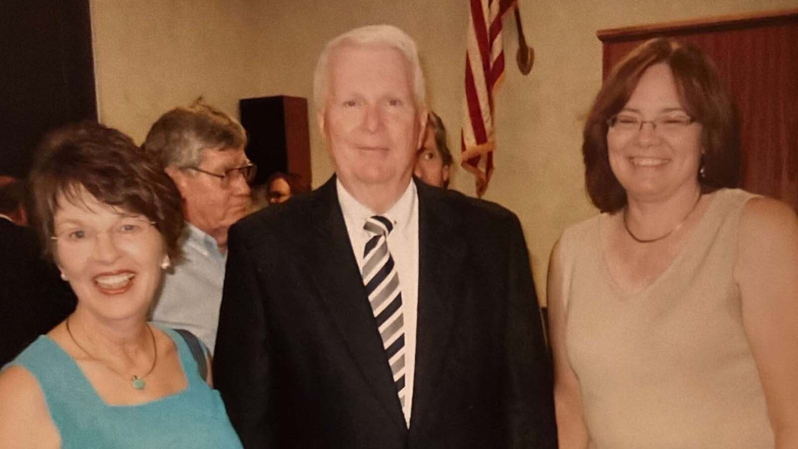 Joyce Boyer, left, with Judge Gary Hartman and Patra Lindenthal in Park County, Wyoming.