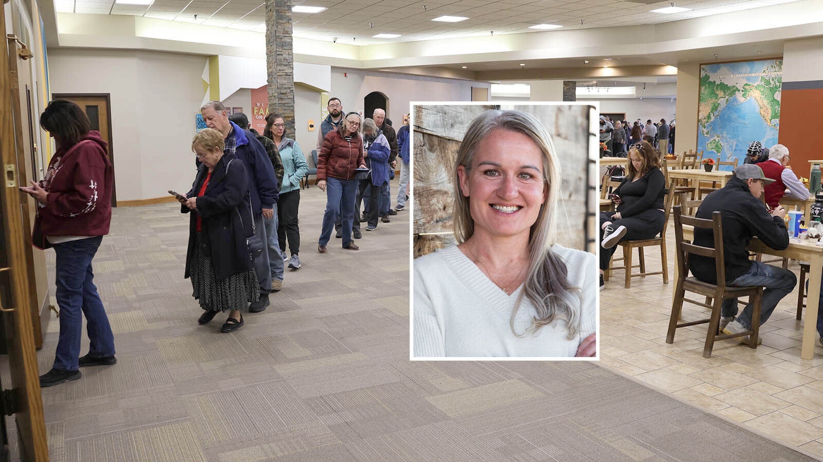 Julie Jarvis Casper vote 2024 Voting Line at Restoration Church 11 5 24