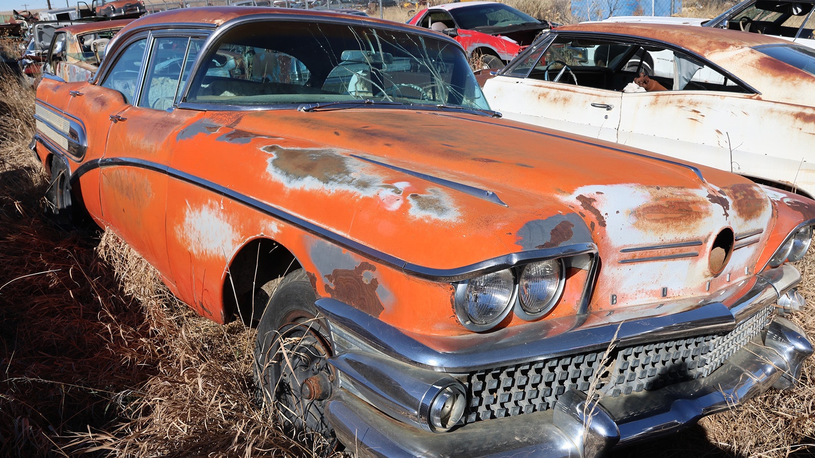 A 1958 Buick is awaiting a restorer’s touch as it sits at The Junkyard in Glenrock.