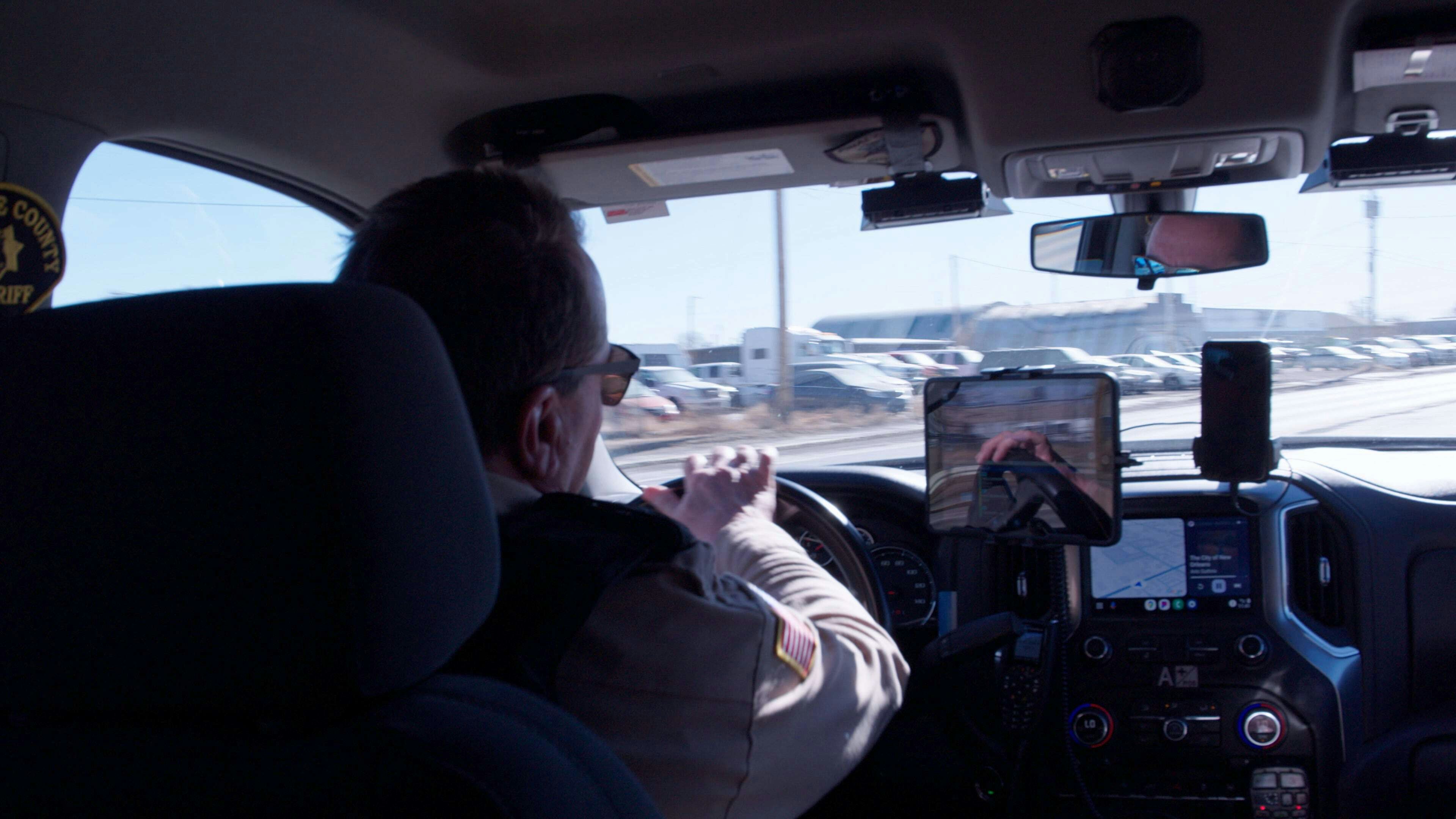 The view from the back seat of Sheriff Brian Kozak’s truck on Feb. 5, 2025.