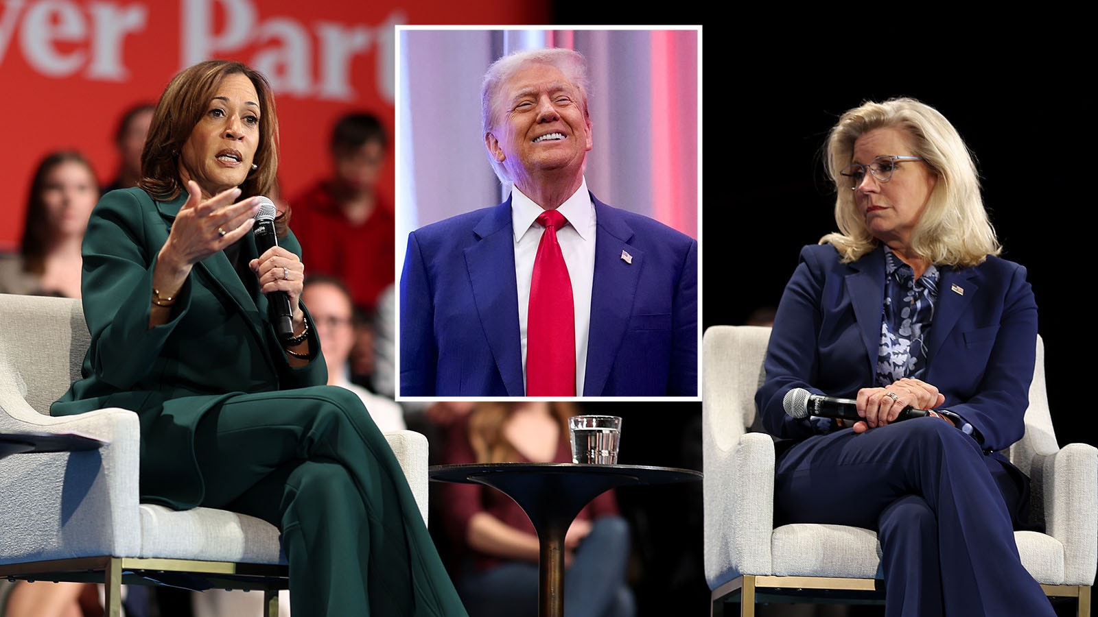 A new poll shows fromer Wyoming congresswoman Liz Cheney, right, supporting Vice President Kamala Harris, left, in the election against President-elect Donald Trump not only didn't help Harris, but may have hurt her chances.