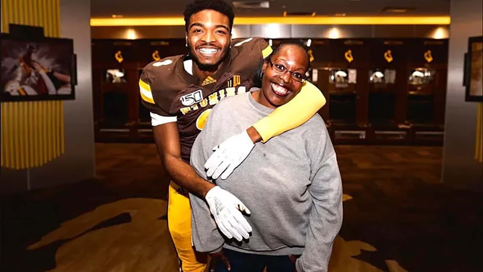 KeShaun Taylor with his mother, Tracie Harris.