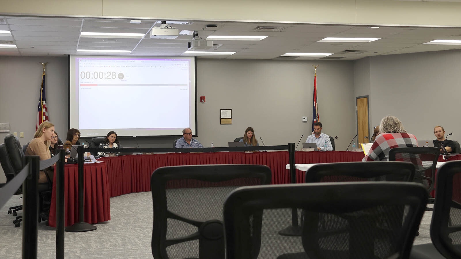 Leslie Hall-Huz questions who the adults were that authorized the performance of “The Offering” at a Natrona County school board meeting on Monday.