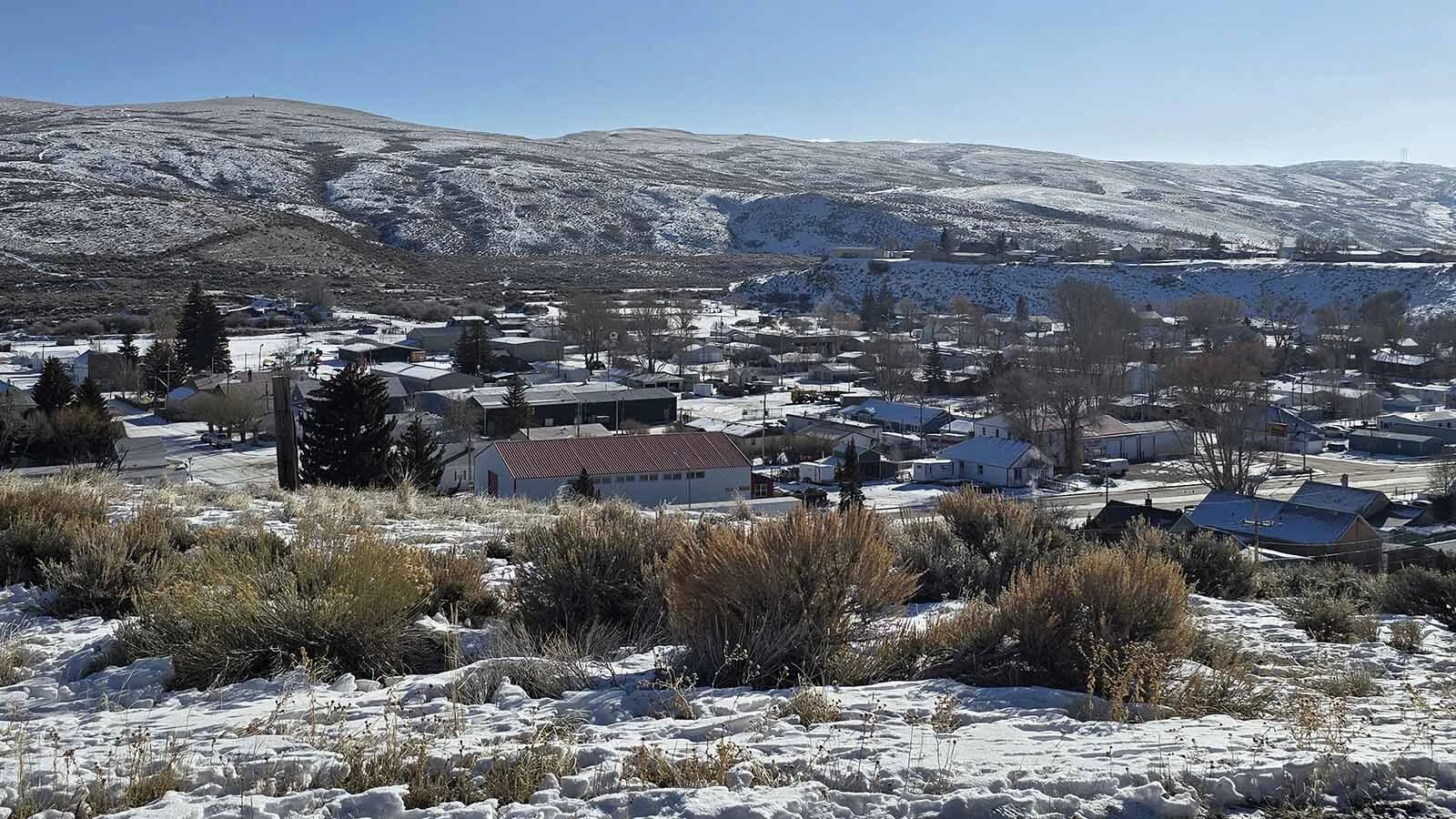 Kemmerer lies nestled against the Oyster Hills.
