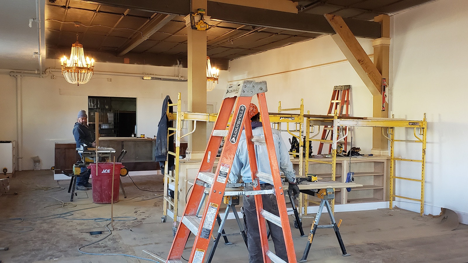Work is proceeding quickly inside Kemmerer's historic Opera House. When the renovations are complete, the main floor will open as a modern mercantile store.