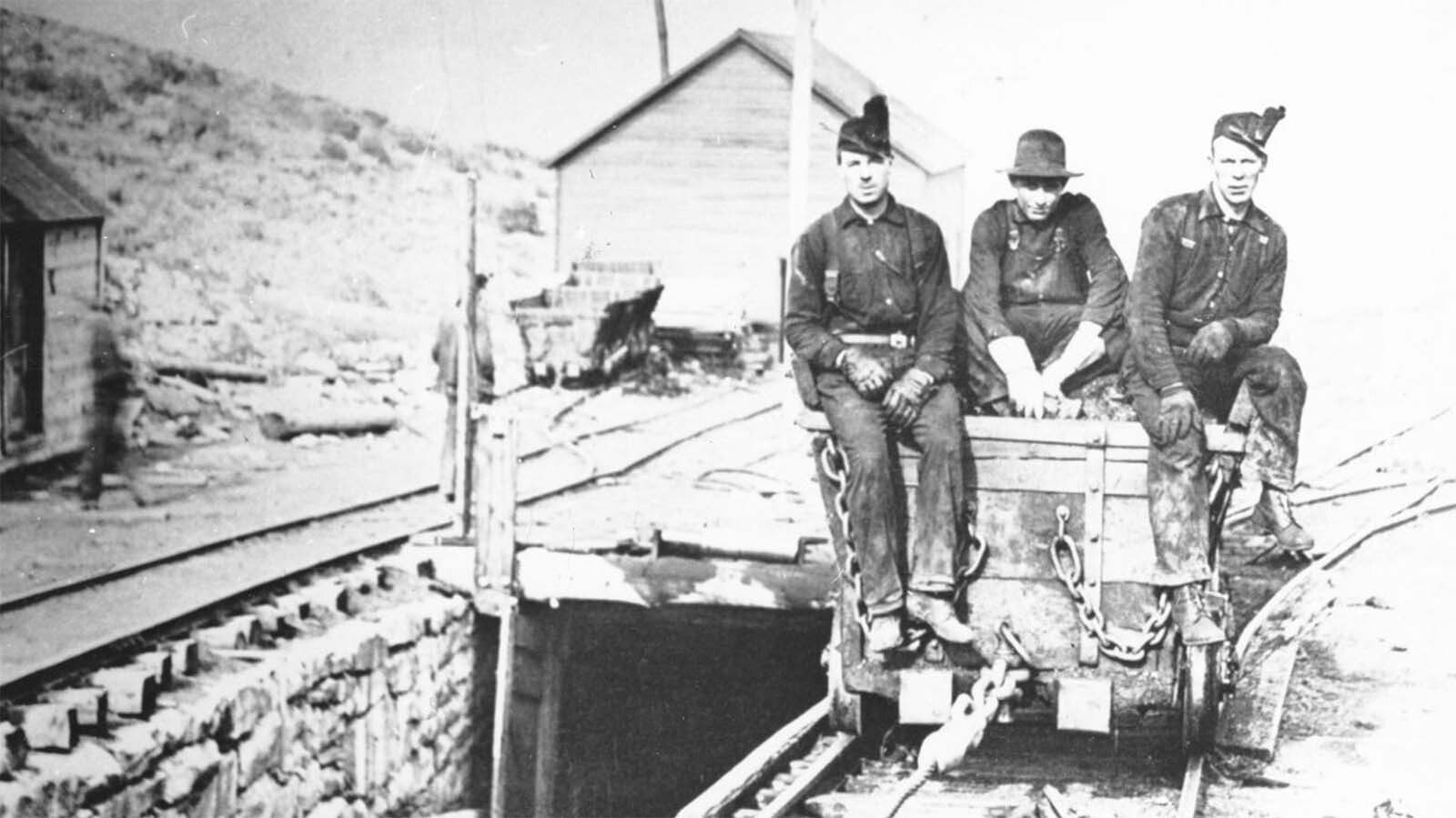 Miners outside the Frontier #3 Mine in Frontier in the early part of the past century.