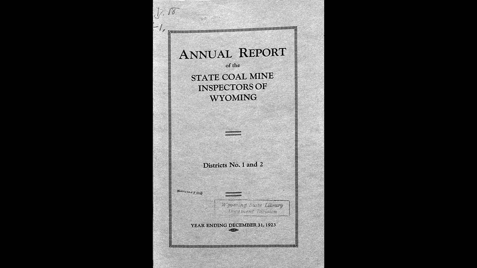 The cover of the State Coal Mine Inspectors Report for 1923.