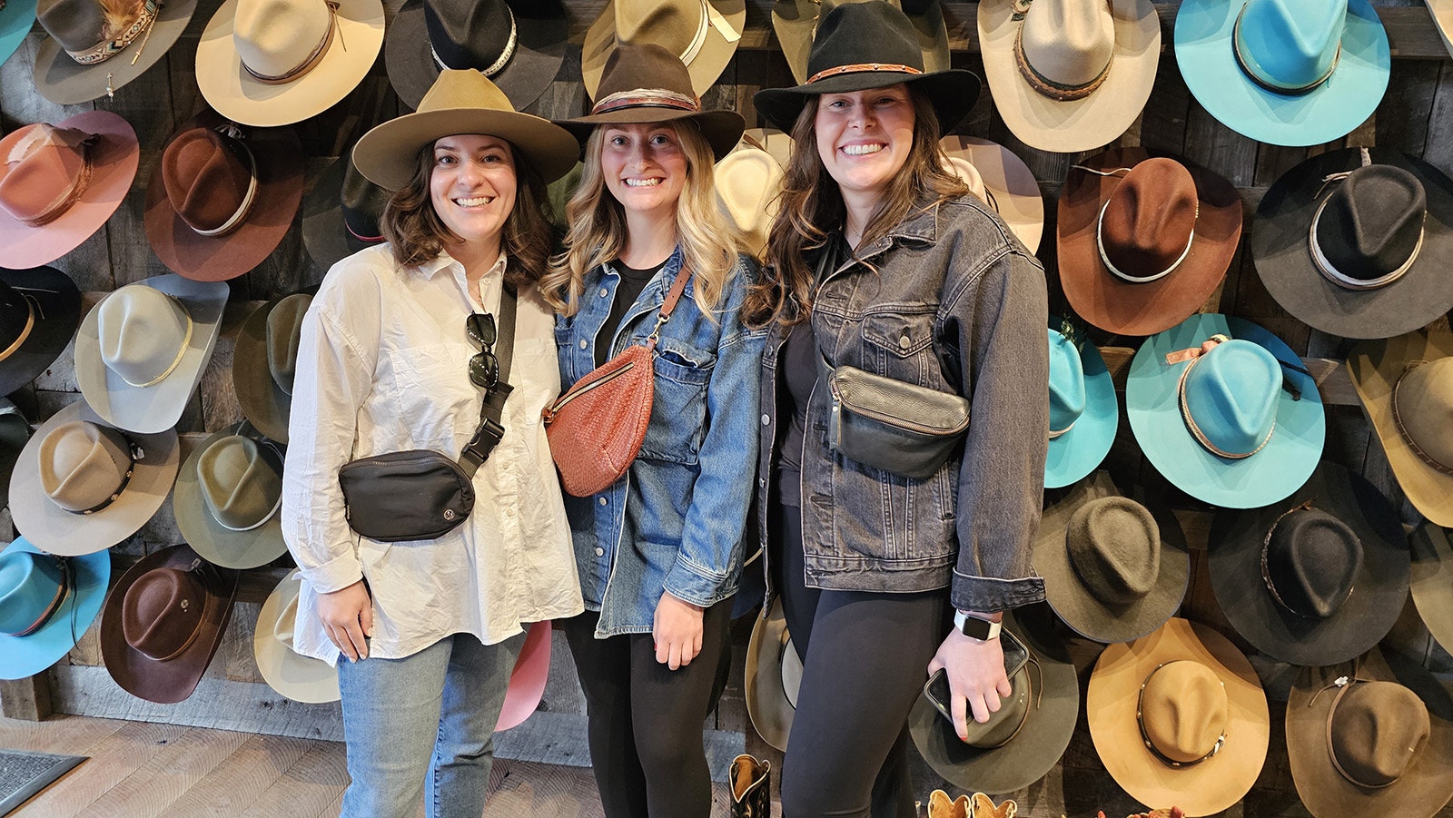 From left, Megan Prez, Anne Marie Cress, and Mary Sullivan were quite happy with their hats from Kemo Sabe.