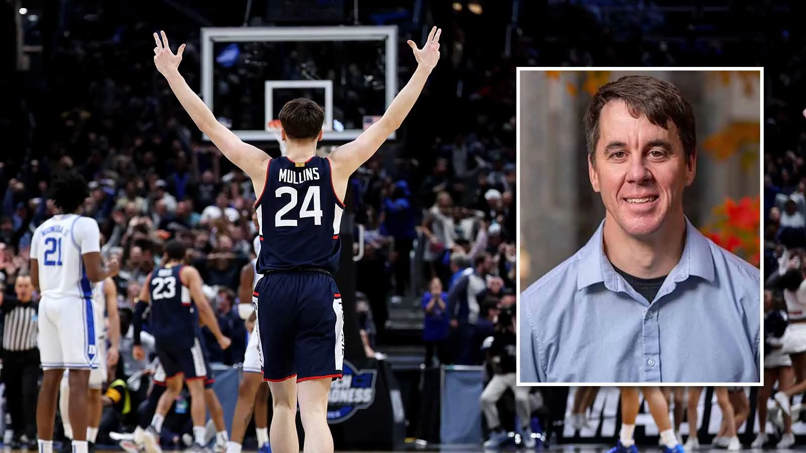 A student playing pickup basketball at the University of Wyoming in 1998 went on to build an analytics empire that influences coaches, gamblers and sports writers. Ken Pomeroy has since built KenPom into a big-time data revolution for the college hoops. Above, Braylon Mullins of the UConn Huskies celebrates after making the game-winning three-pointer to upset No. 1-seeded Duke in the NCAA Men's Basketball Tournament in Washington, D.C., on March 29, 2026.