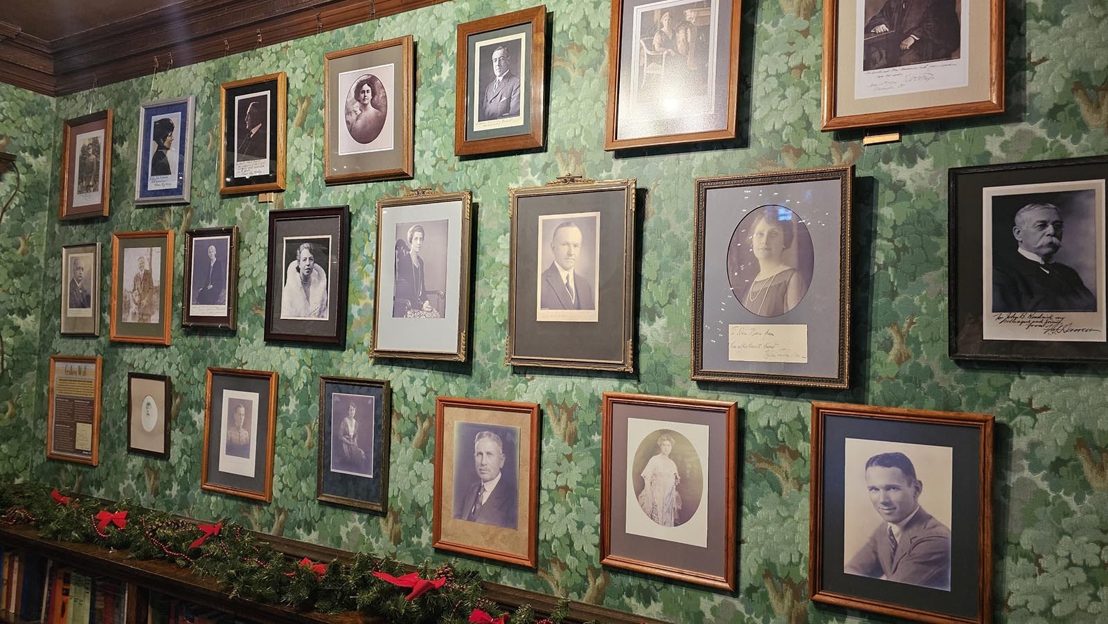 A wall of family photos at the John B. Kendrick Mansion in Sheridan. The home has become a period museum, full of artifacts, many original to the home. Every Christmas, a re-enactment of the holidays occurs, called Christmas with the Kendricks.