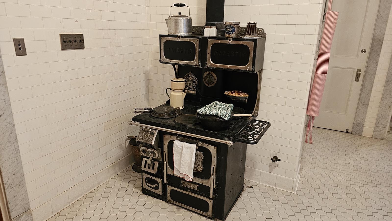 A period stove in the kitchen of the Kendrick Mansion.