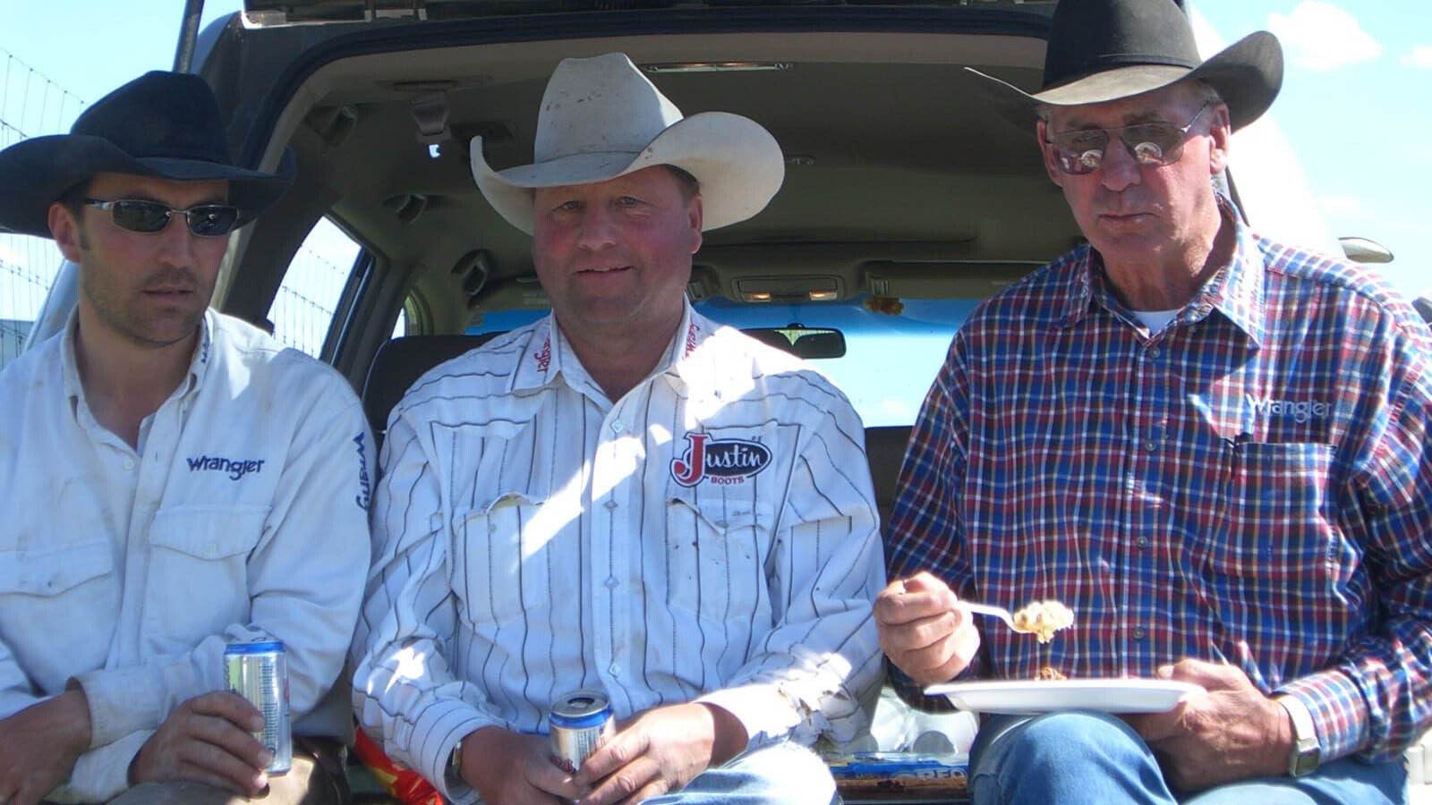 Break time! Even a cowboy has to eat. Gigo Pelosi (aka Italian Dude), Monte Snook and Kenny Clabaugh.