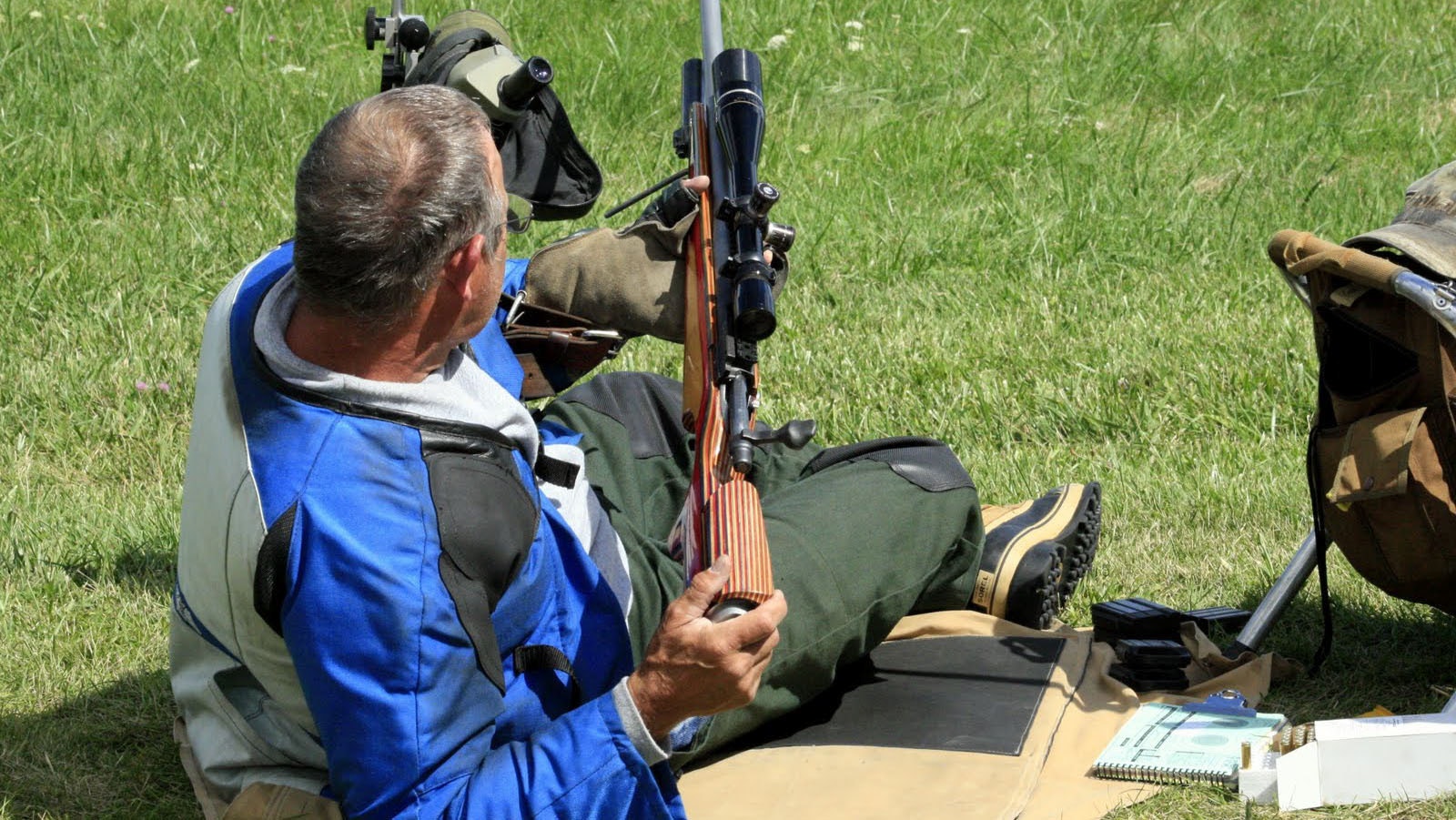 Kenny Lankford of Albany pictured here competing in the rapid fire, sitting position portion of the National NRA Match Rifle Championship at Camp Atterbury, Indiana in July.