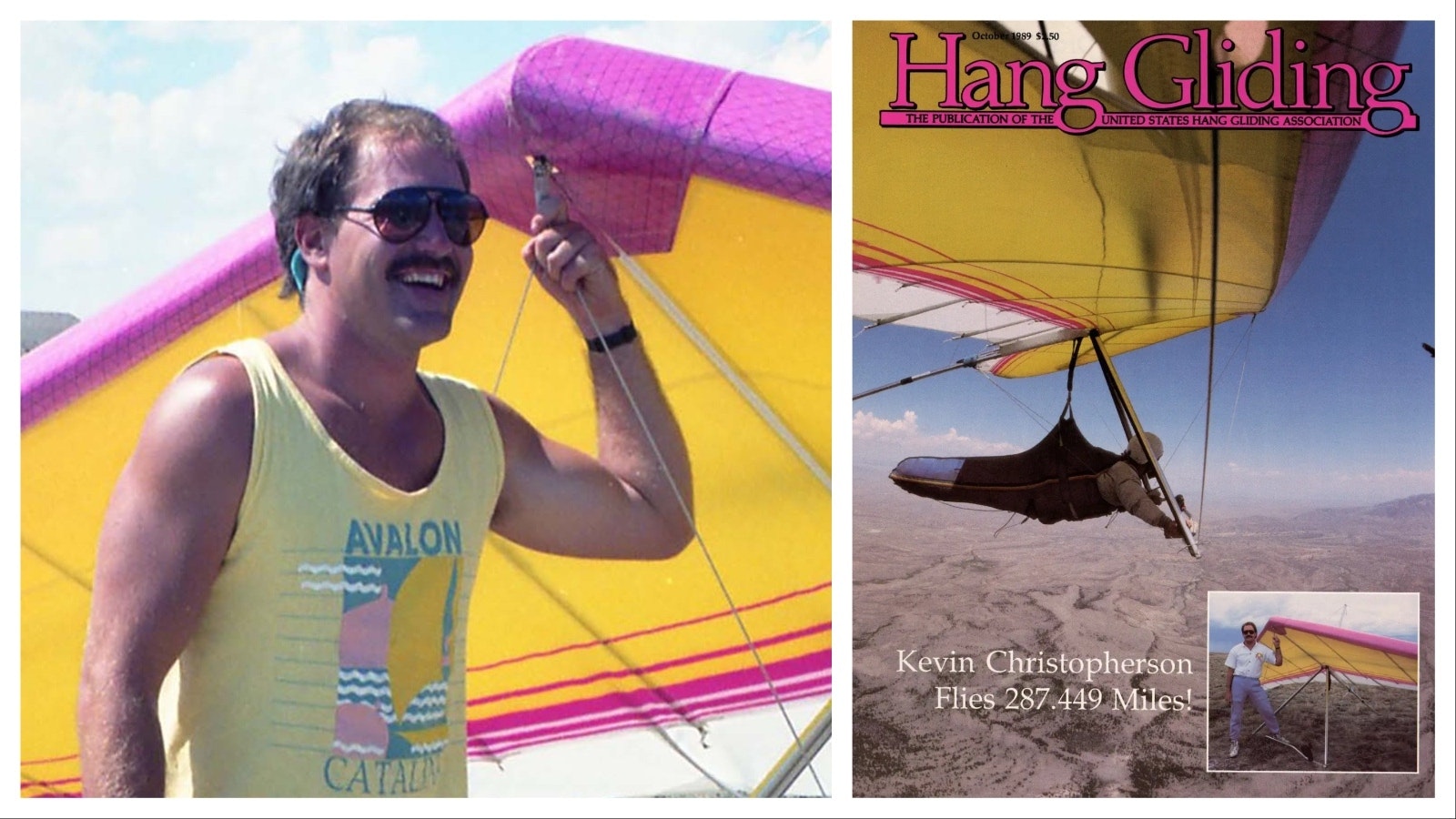 Kevin Christopherson in his younger days was among the world’s best hang glider pilots for distance. Hang Gliding Magazine featured Kevin Christopherson on its cover in October 1989.