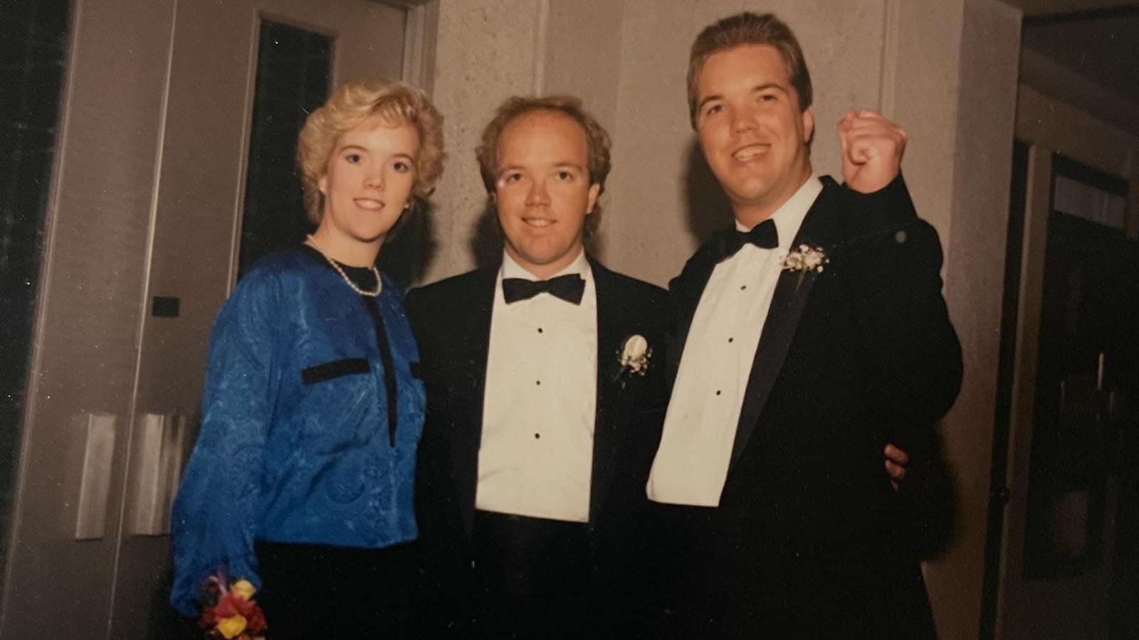 Charlotte A. Dye, Phillip B. Dye Jr., and Kevin Dye pose at Phillip’s wedding in 1990. (Courtesy Charlotte Dye) Dye Family – The Dye Family poses for a photo a couple of years after Kevin’s search. They include from left Phillip Jr., Charlotte, Kevin, Carolyn, Phillip Sr. and Carolyn’s mother.