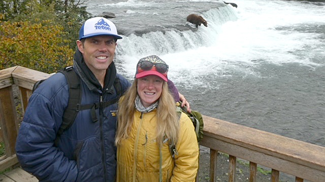 To better understand bears, Kevin and Meaghan Grange of Jackson traveled to Katmai National Park in Alaska. They’re pictured here at Brooks Falls, where massive brown bears gather to feast on salmon.