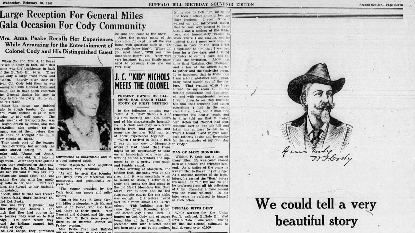 The Clay County Progress in North Carolina published a Buffalo Bill Birthday Souvenir Edition on Feb. 20, 1946, that contained the story of how Kid Nichols met Buffalo Bill.