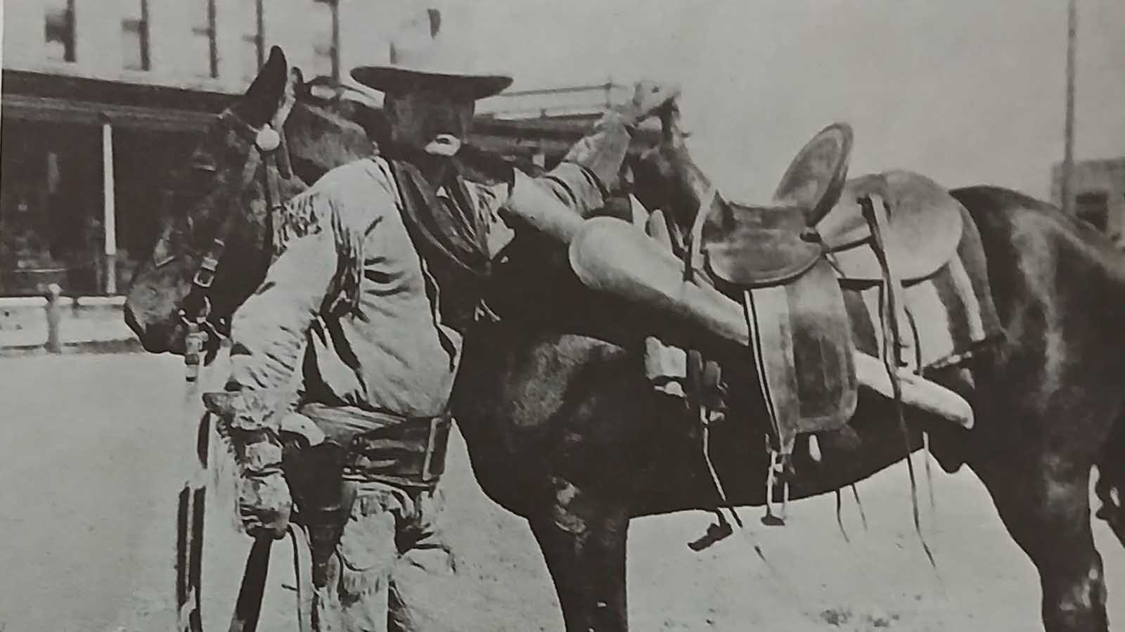 Kid Nichols with a horse in Cody during his early years in town taken from the book “The Candy Kid” written by his daughter, Lucille Patrick.