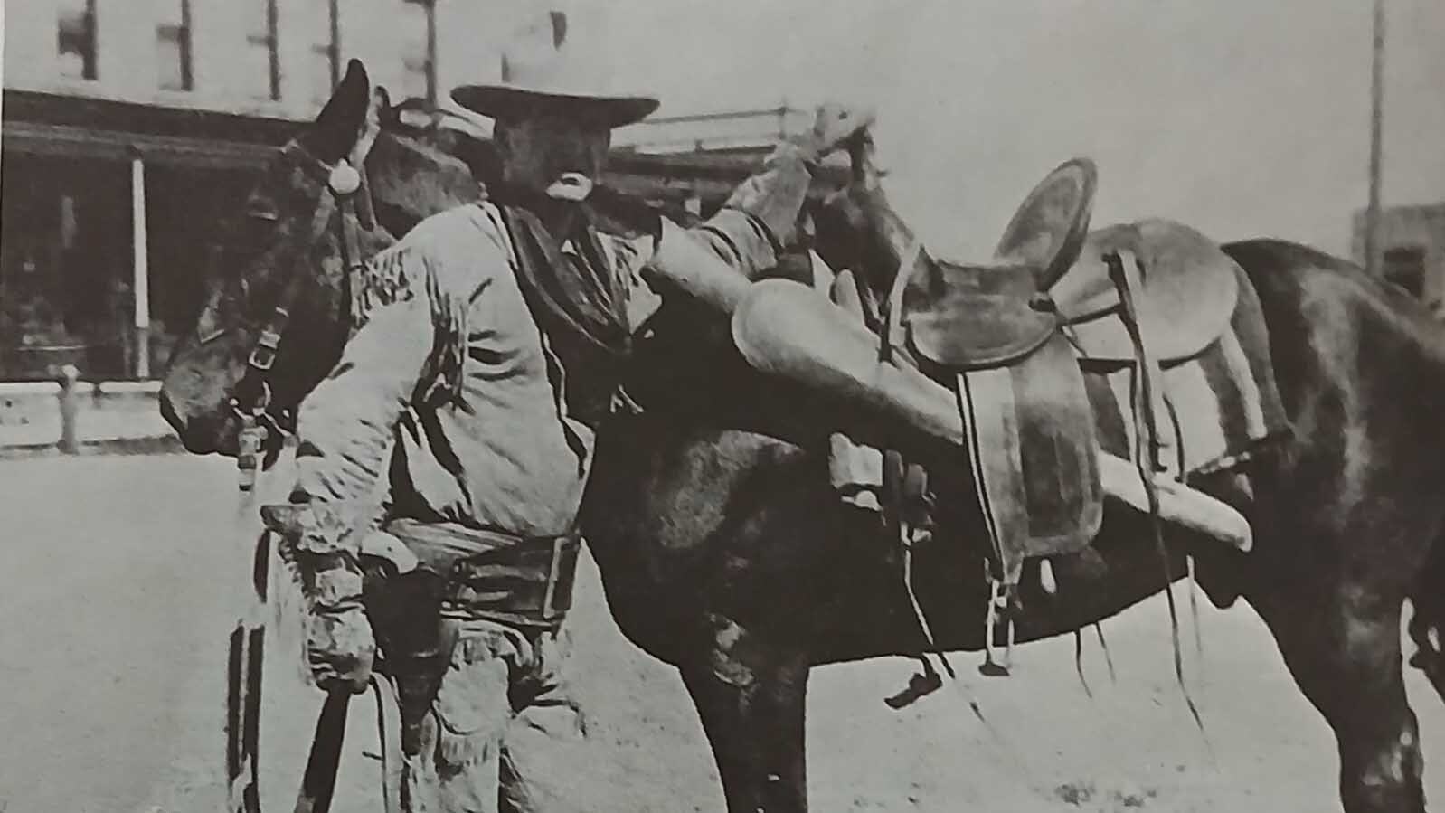 Kid Nichols with a horse in Cody during his early years in town taken from the book “The Candy Kid” written by his daughter, Lucille Patrick.