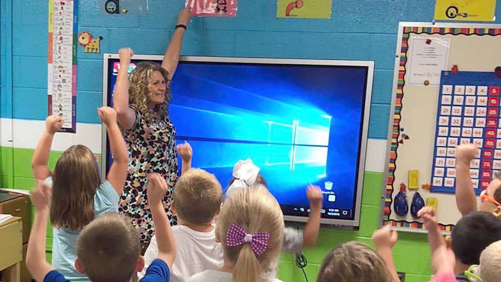 A Wyoming kindergarten class gets moving while learning a lesson.