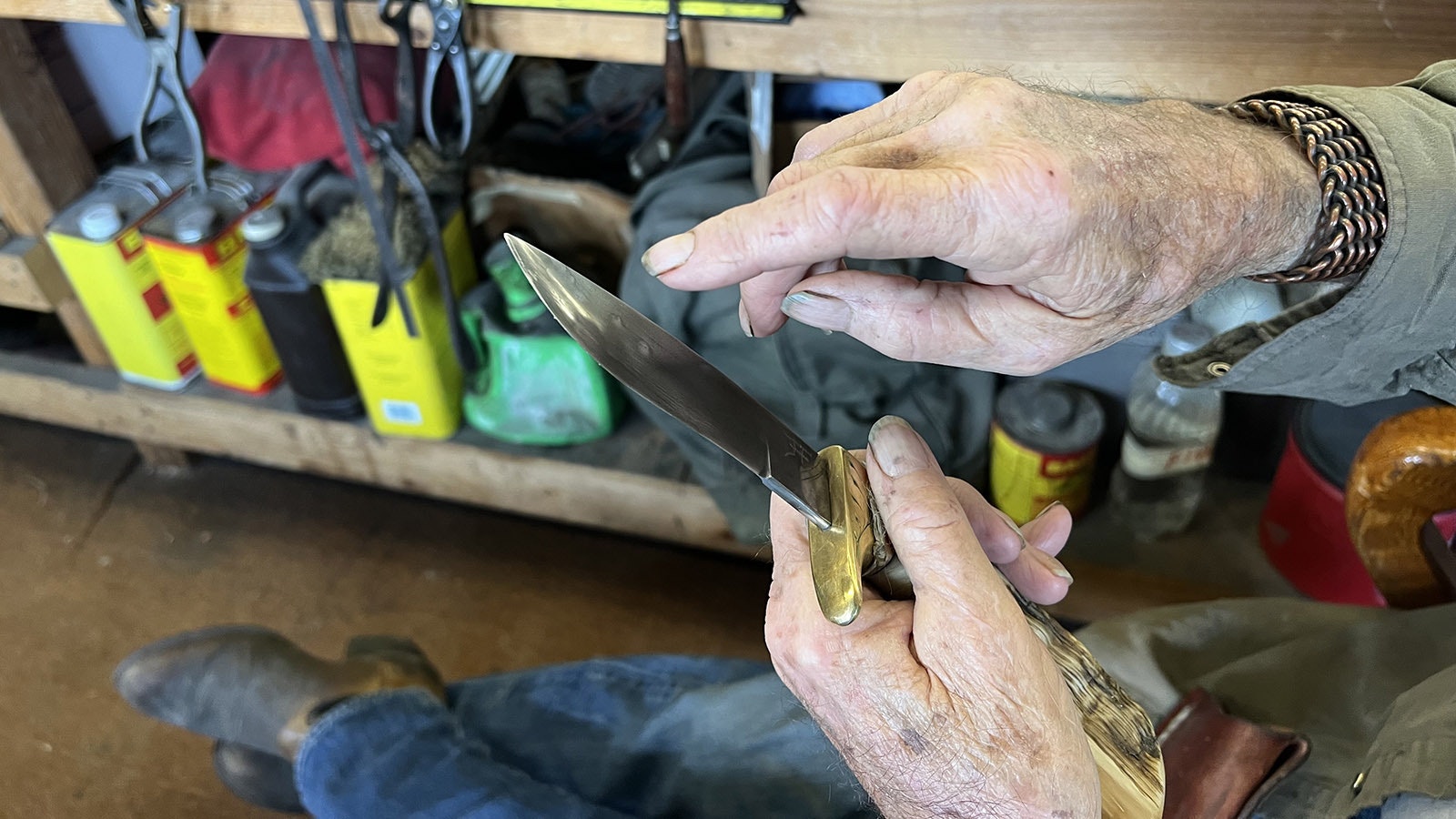 Ed Fowler of Riverton holds a custom-made knife he calls “Starry Night” after the famous Vincent van Gogh painting. He said it’s his pinnacle achievement after decades of forging knives.