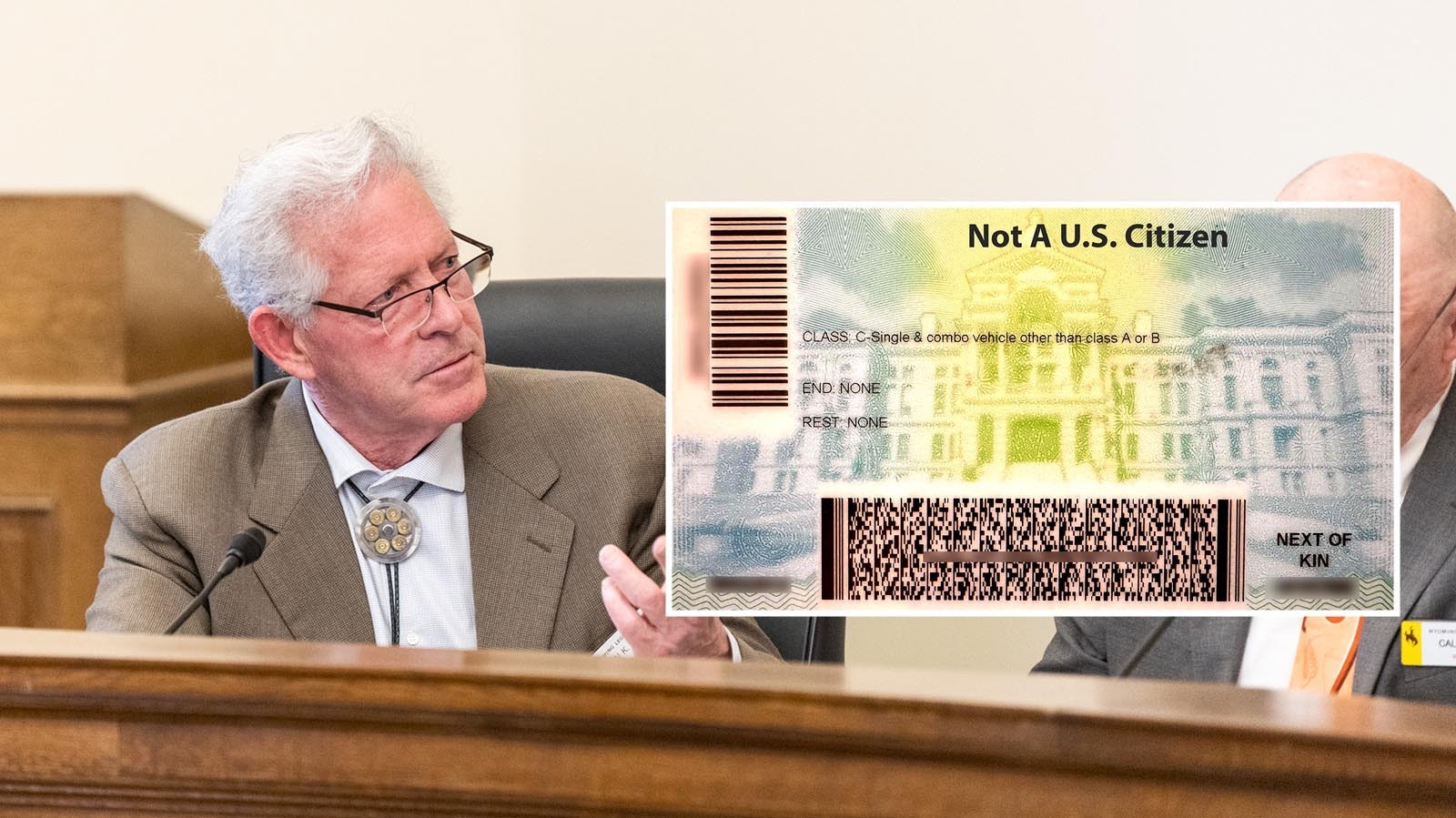 Wyoming driver’s licenses and IDs will have a person’s non-U.S. citizen status printed on them under a new law sent to the governor’s desk Tuesday. In a change to the original proposal, it will be in black on the back, not in color on the front. Rock Springs Rep. John Kolb prefers it on the front.