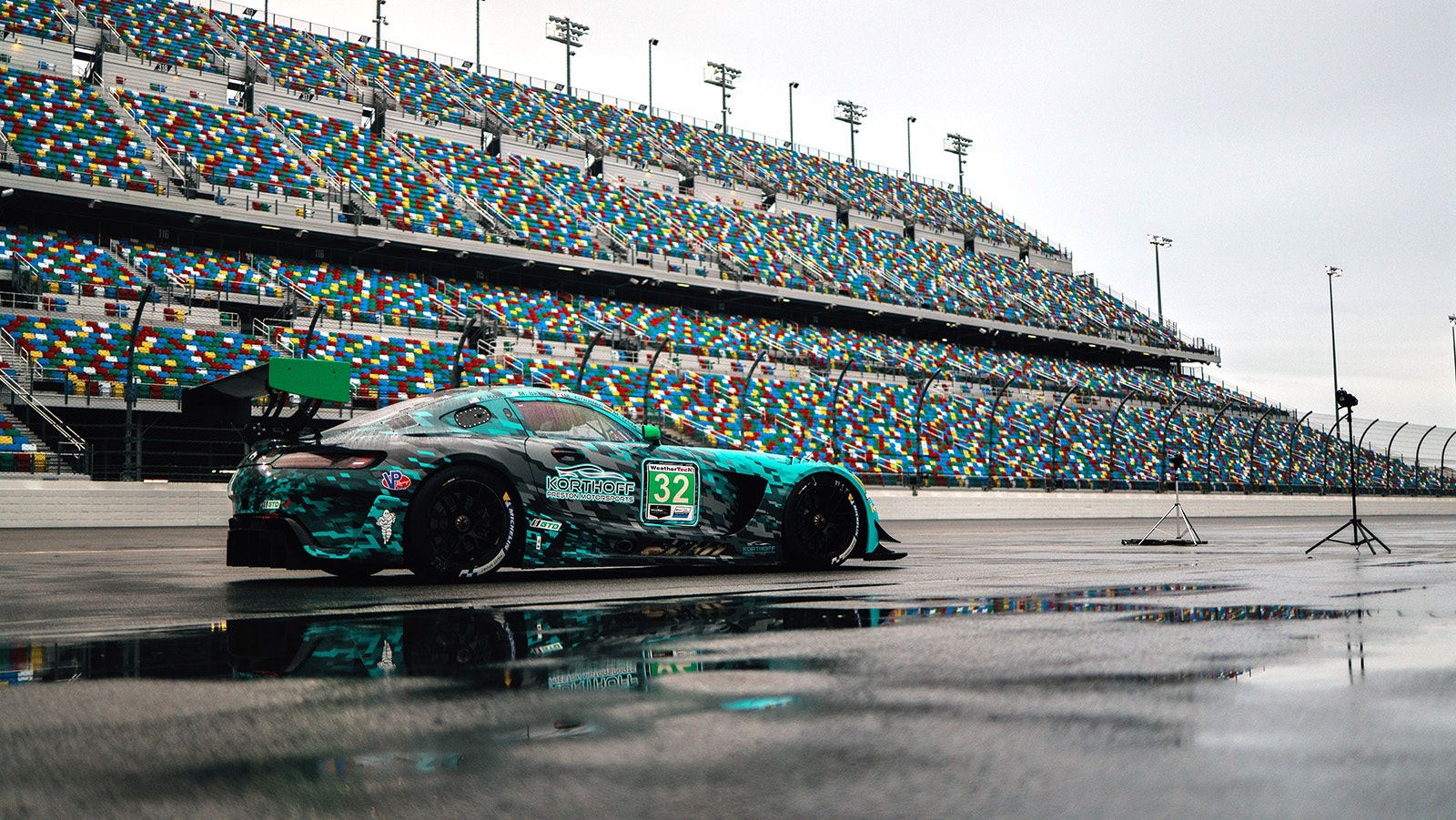 Team Korthoff's green No. 32 car during last weekend's Rolex 24. The team finished fifth overall, but came out in the lead after the first race of the 2024 IMSA Michelin Endurance Cup.