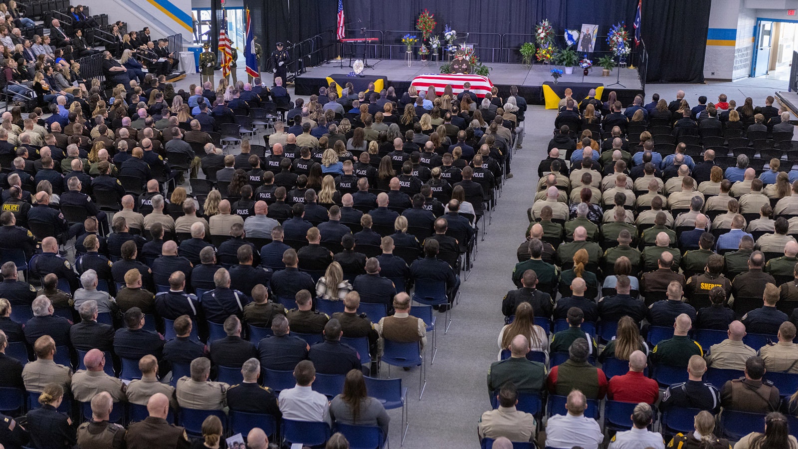 Memorial service for Sheridan Police Sgt. Nevada Krinkee on March 1, 2024.