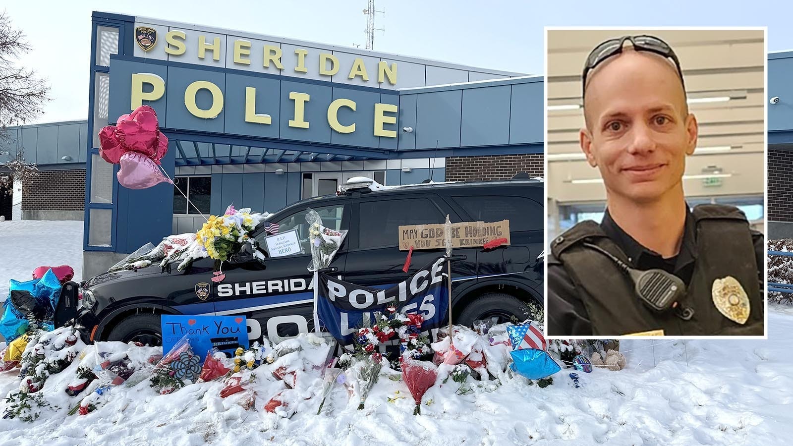 Sheridan Police Sgt. Nevada Krinkee was shot and killed in the line of duty Feb. 13, 2024, allegedy by William F. Lowery. Nearly a year later, Lowery's mother has been indicted on allegations she gave weapons to a felon.