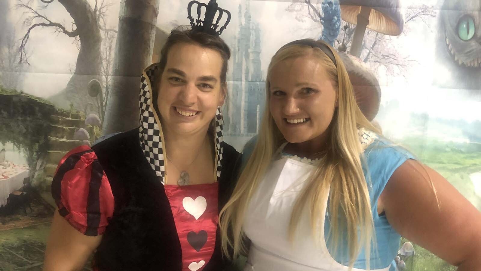 Melissa Stafford, left, with her friend Kristy Van Der Hoeven dressed for Halloween.