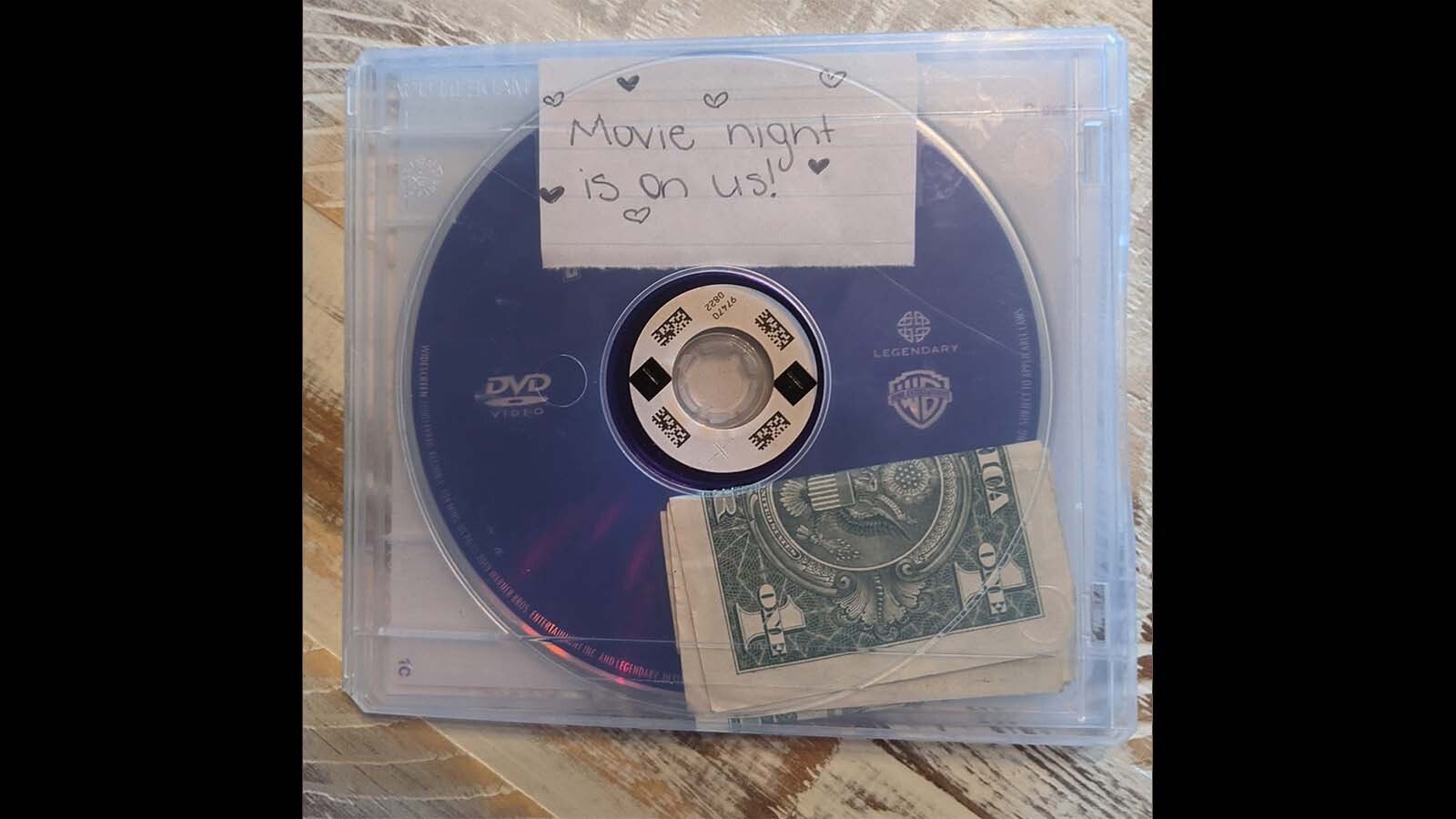 Make a movie rental free by tucking some money inside the case.