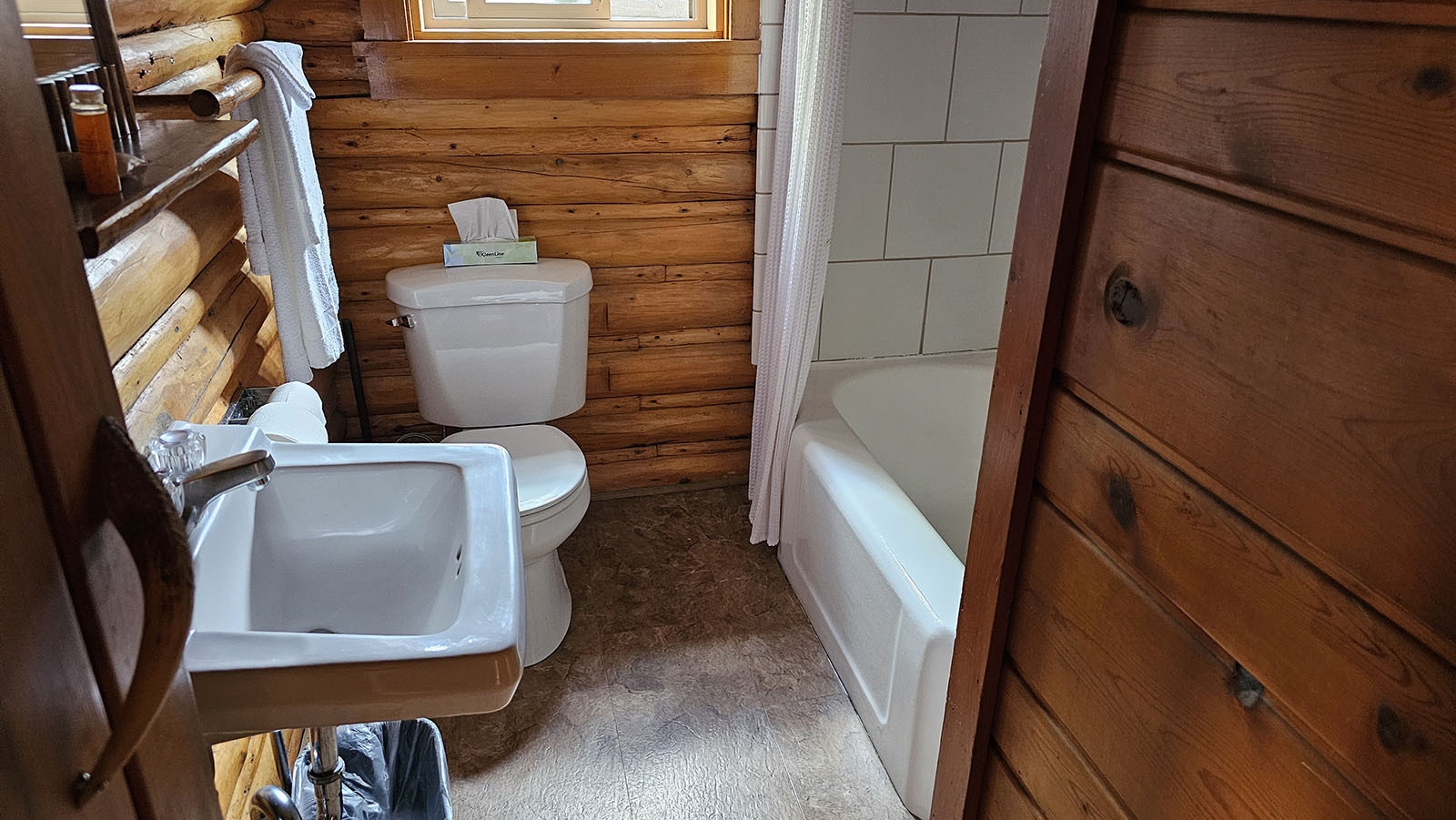 The bathrooms are small, but some include tubs as well as a sink and toilet.