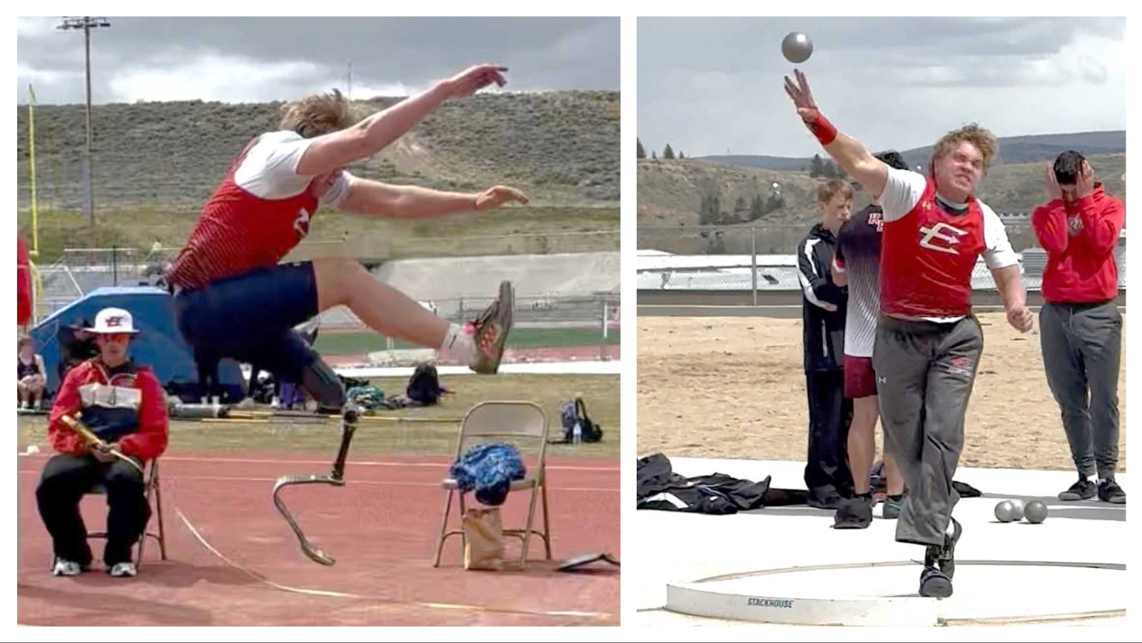 Kutler Hill does the long jump and throws the shot put.