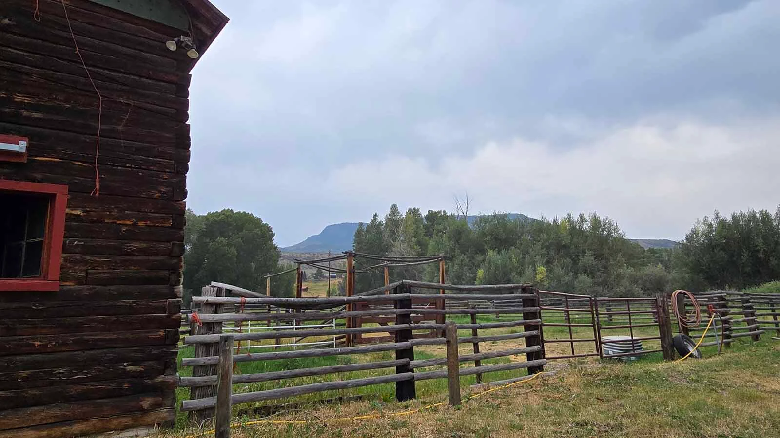Corral at the historic Ladder Ranch, with Battle Mountain in the background.