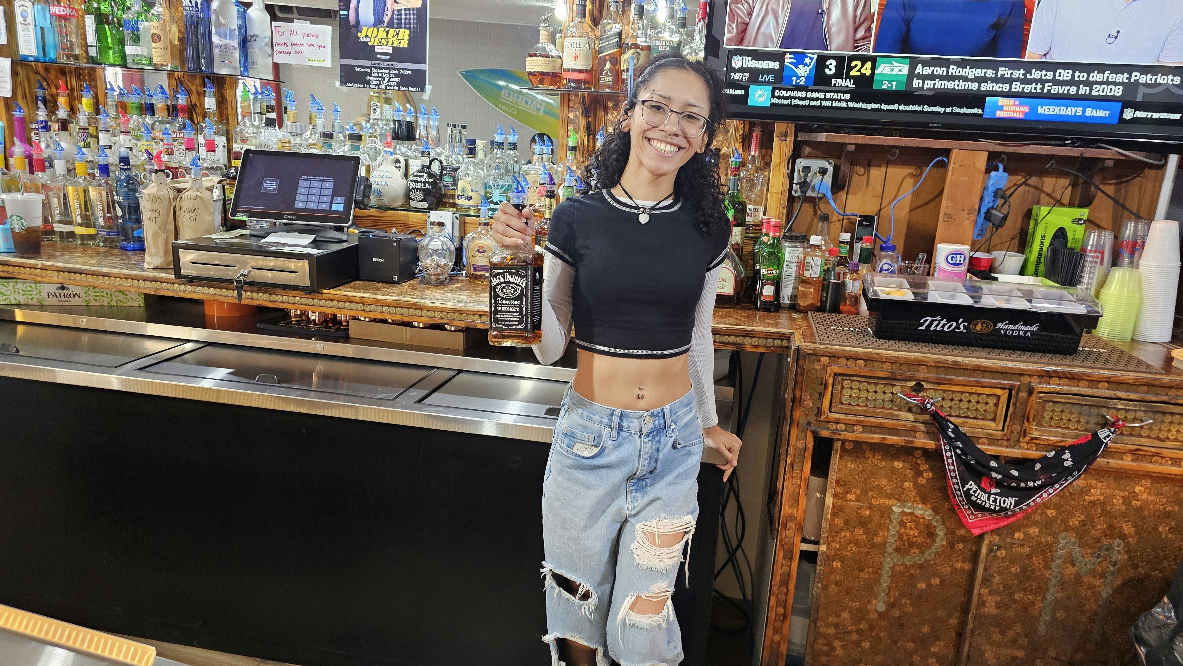 Faith Desmond is one of the bartenders at the Lamp Lounge on the south side of Cheyenne.