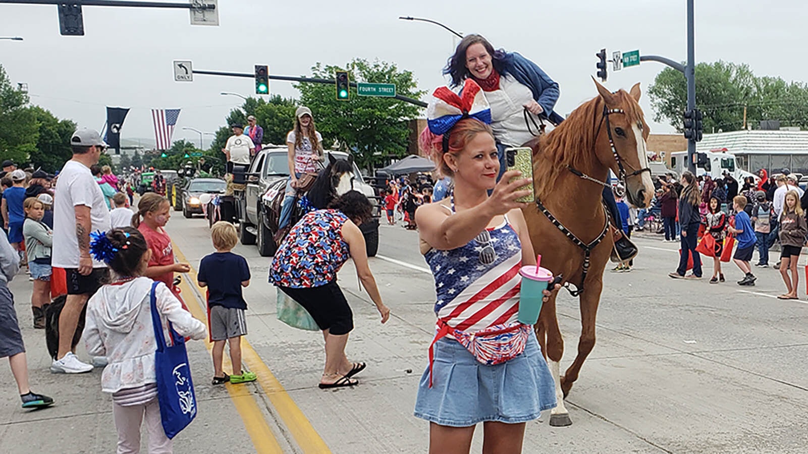 A perfect selfie moment during the Lander Fourth of July Parade.