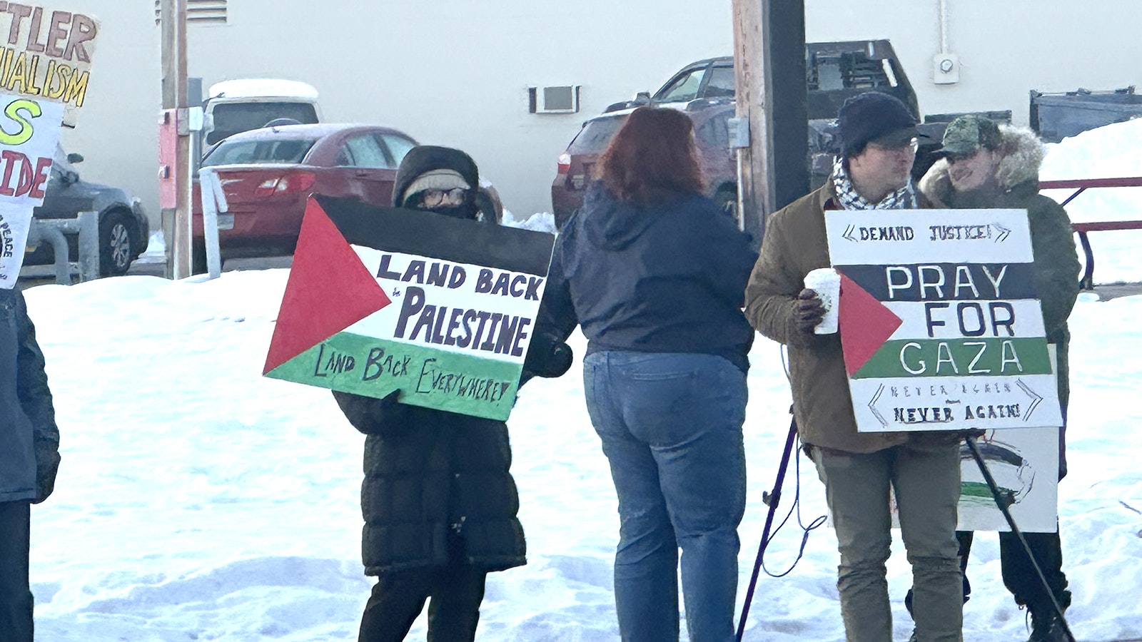 A group of pro-Palestine protesters have been demonstrating in Lander.
