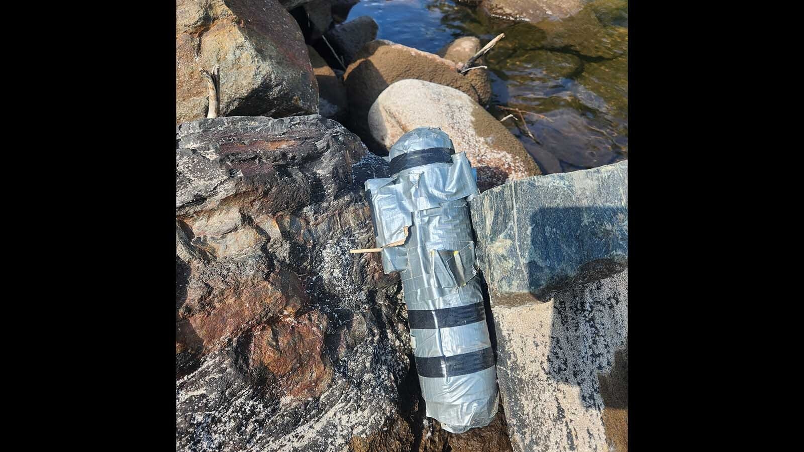 A bomb squad was called Wednesday, June 25, 2025, in response to what looked like a pipe bomb along Landers Idyllic Popo Agie River walk. The device was X-rayed and determined to be a fake pipe bomb.